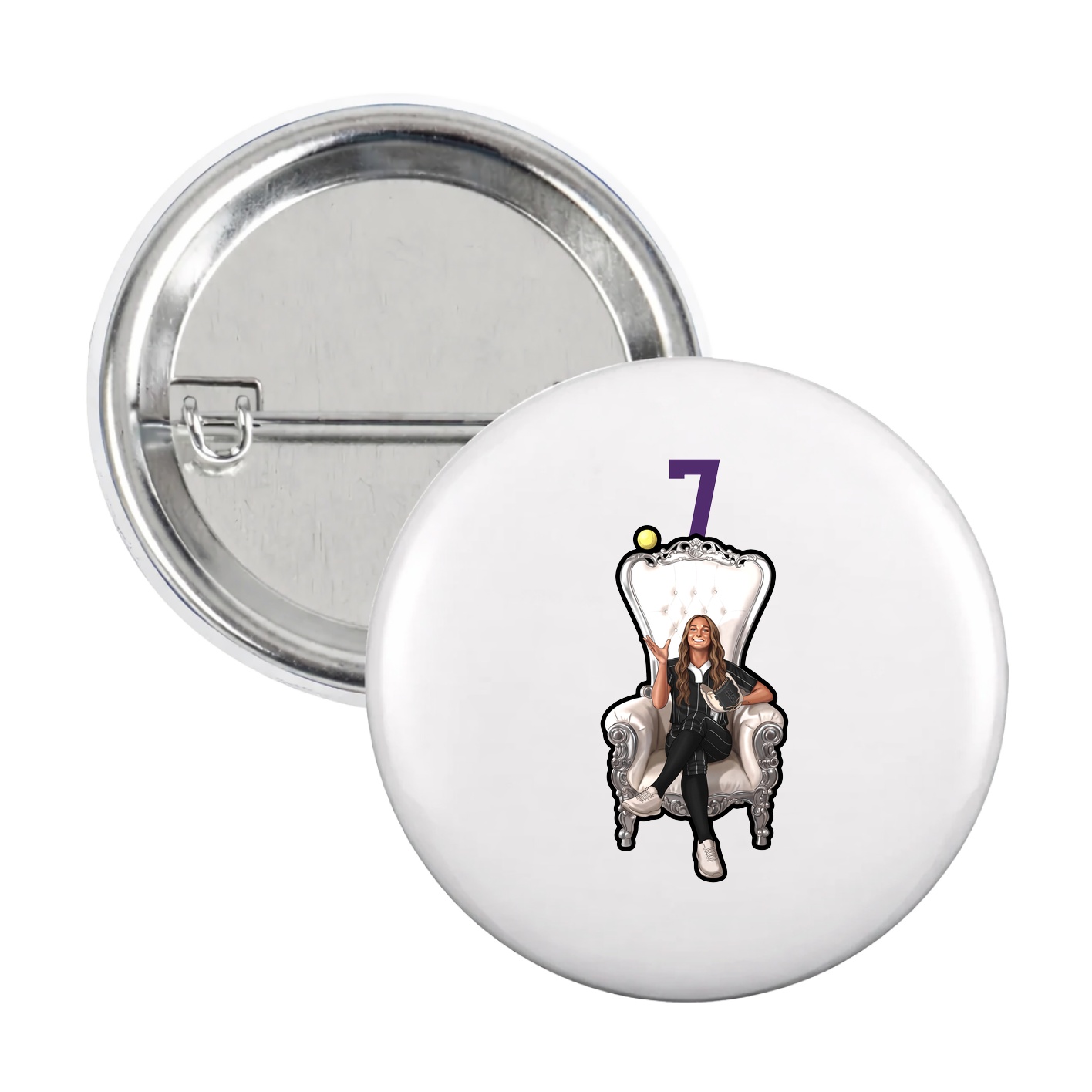 Game Day Button — Number Top in White