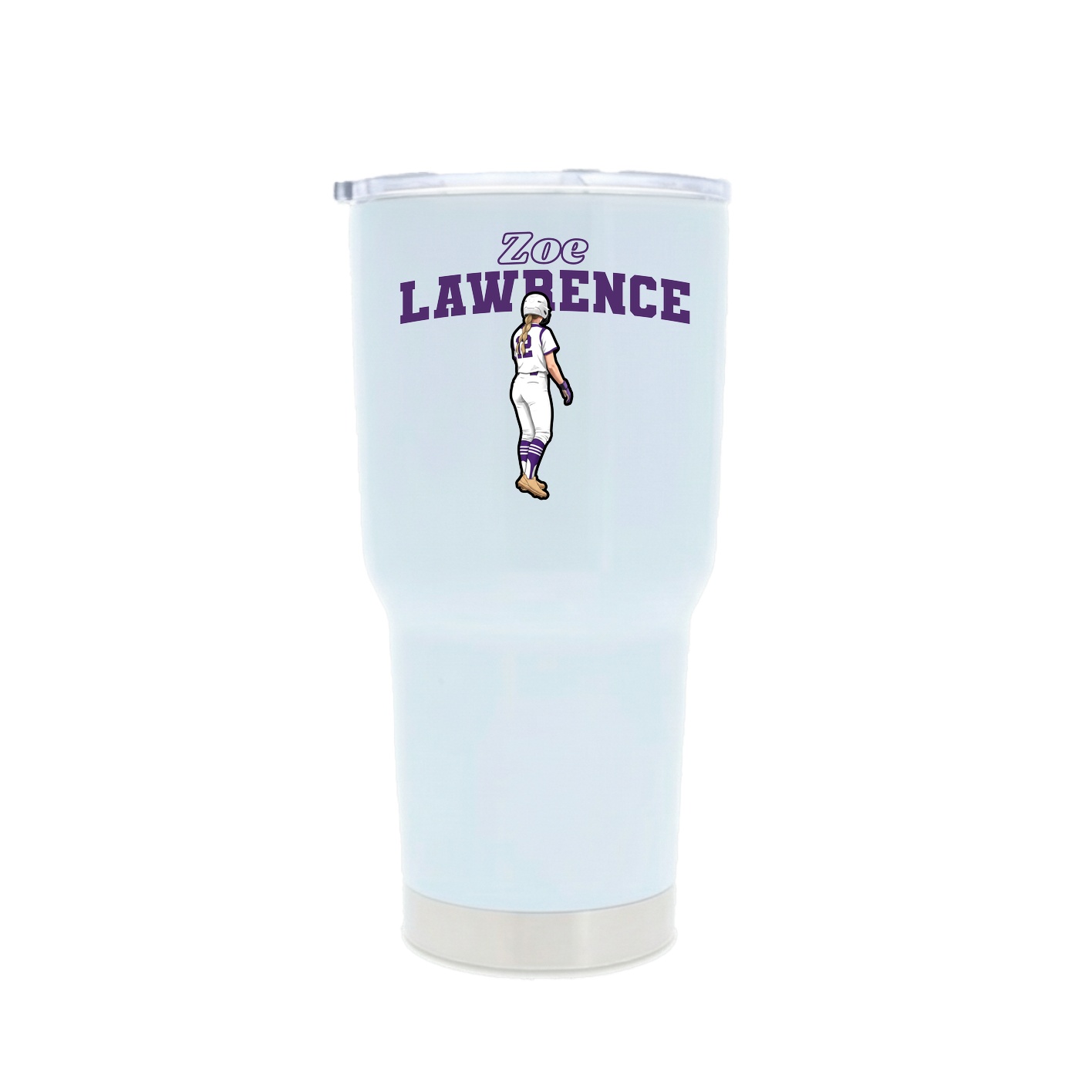 30oz Stainless Steel Tumbler — Name Arch in White