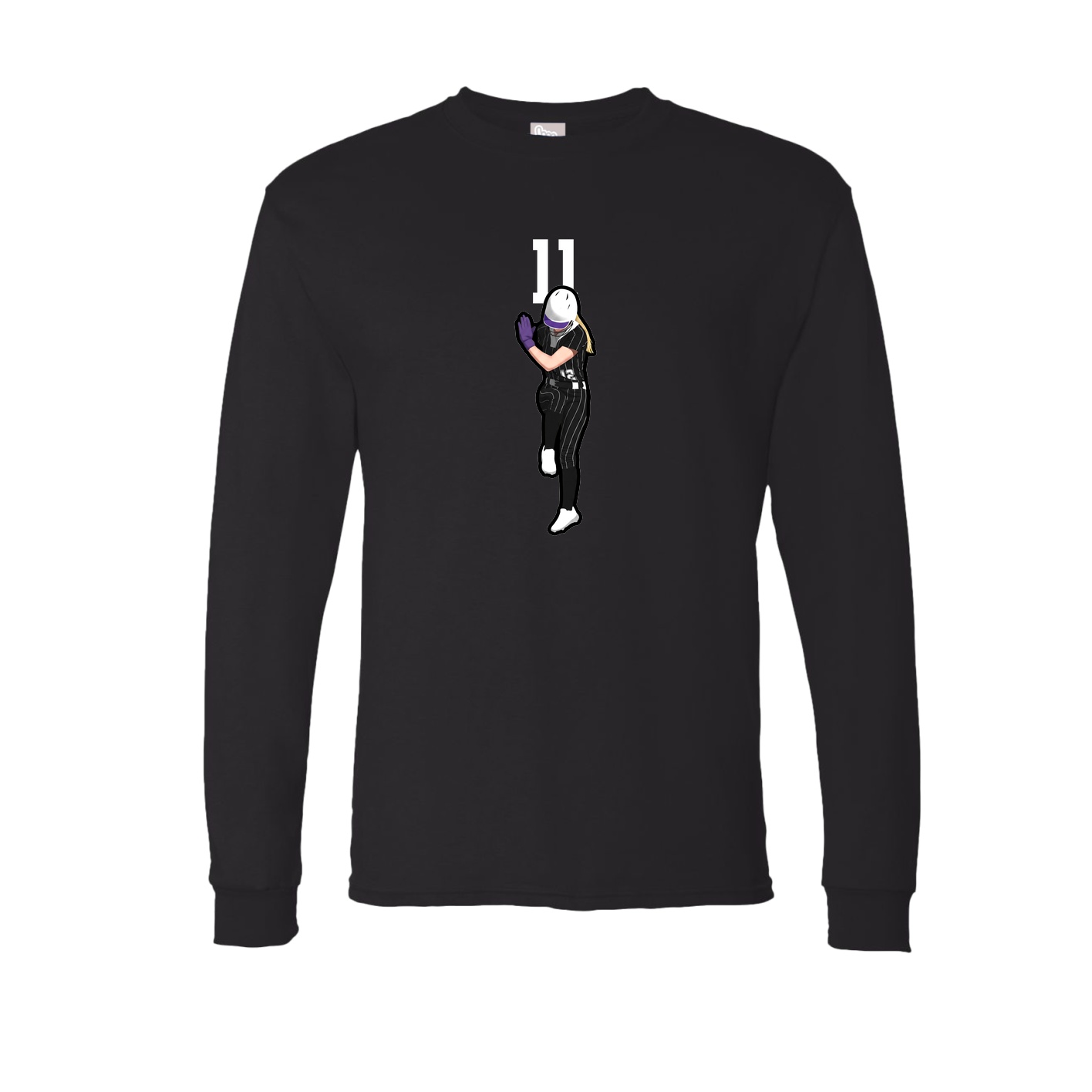 Long Sleeve Tee — Number Top in Black