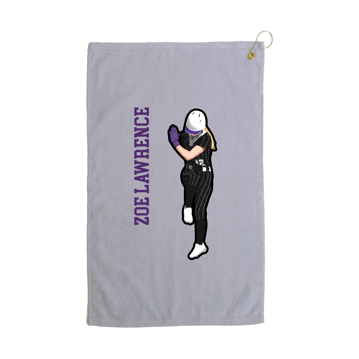 Golf Towel — Name Vertical in Grey