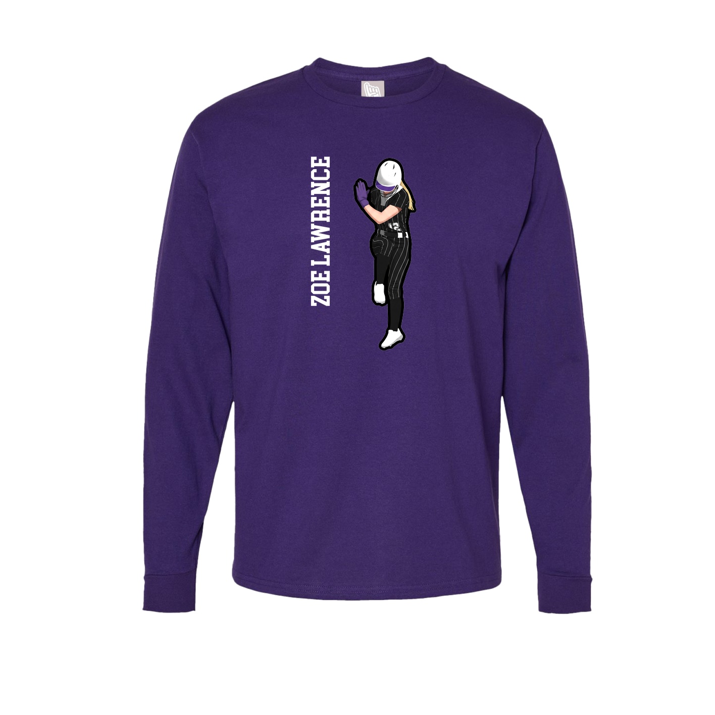 Long Sleeve Tee — Name Vertical in Purple