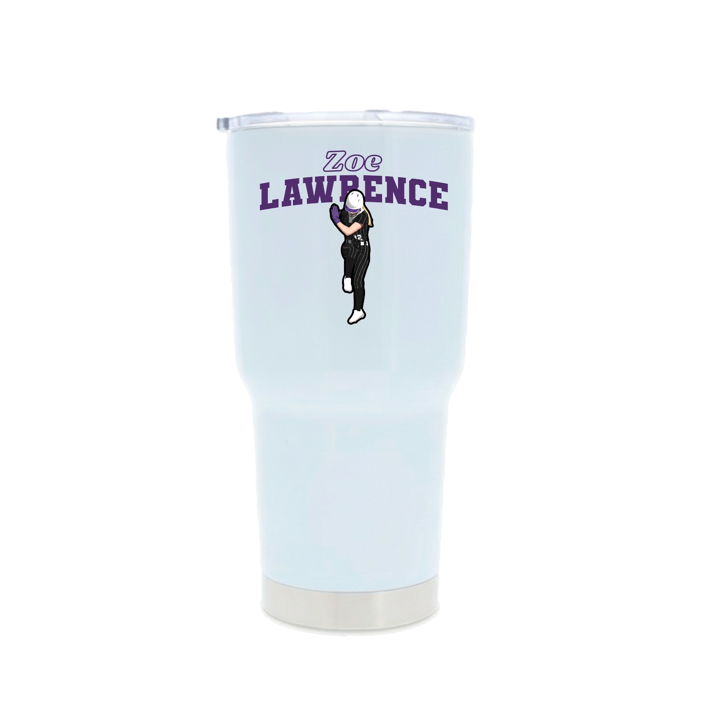 30oz Stainless Steel Tumbler — Name Arch in White