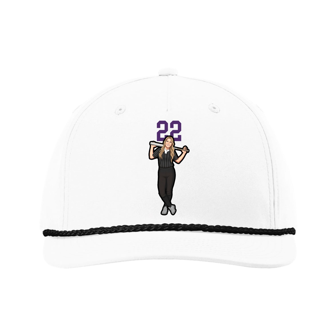 Five-Panel Classic Rope Cap — Number Top in White