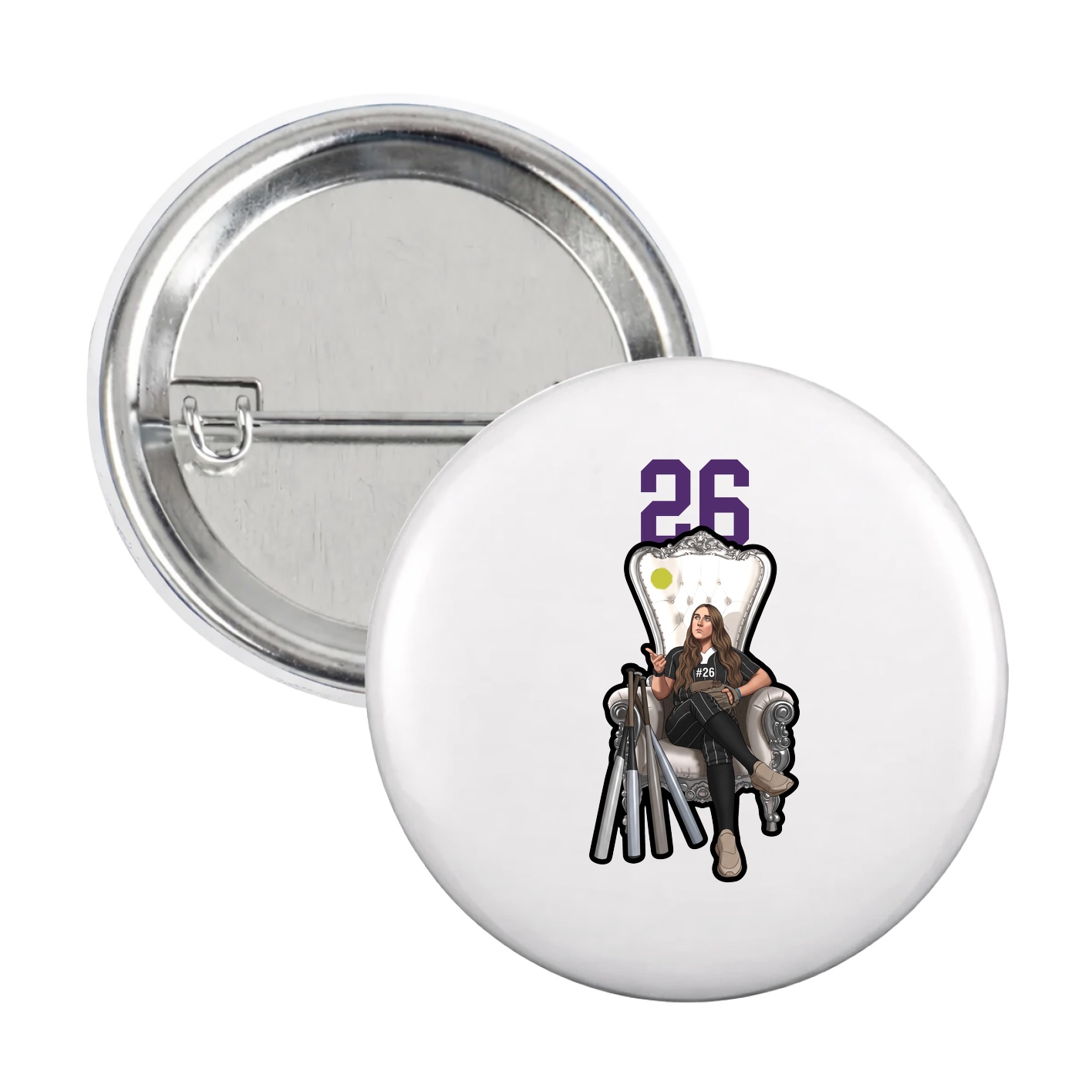 Game Day Button — Number Top in White