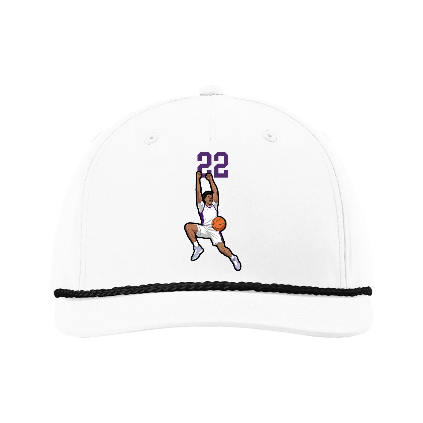 Five-Panel Classic Rope Cap — Number Top in White