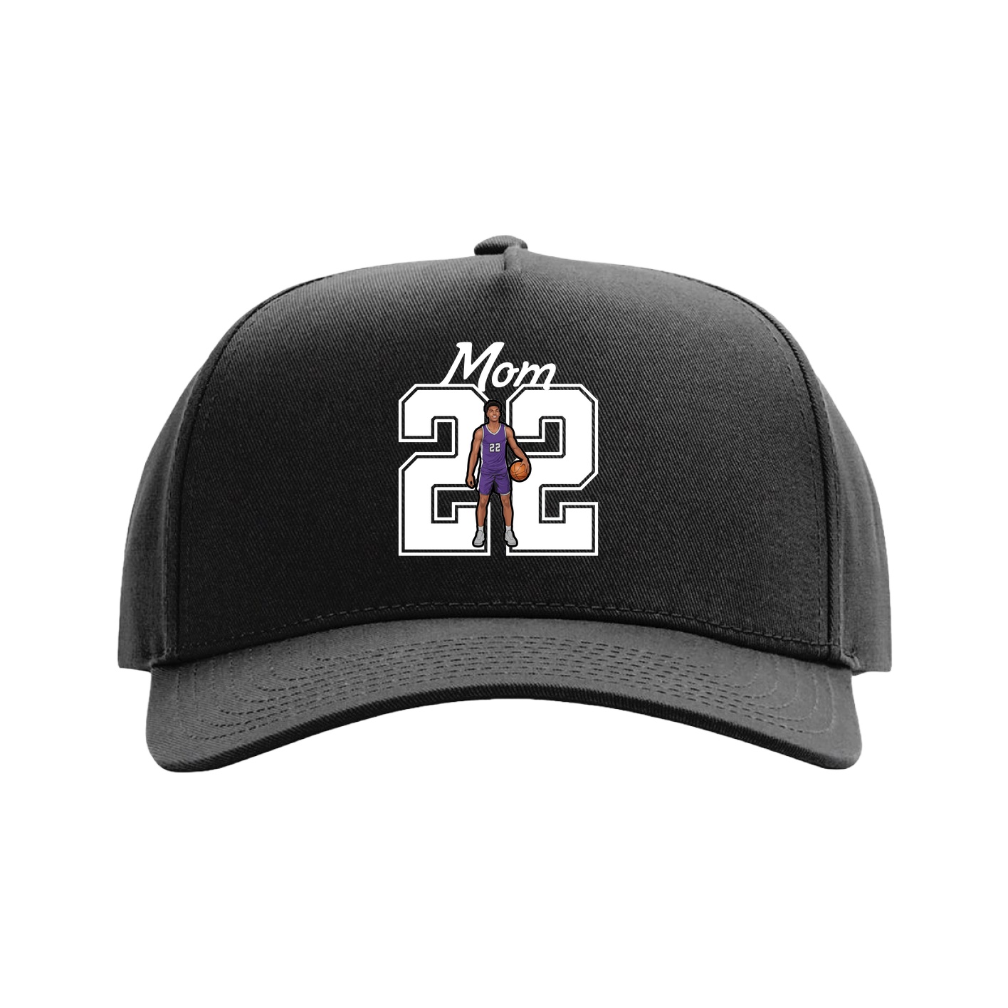 Full Fabric Five-Panel Champ Cap — Mothers Day Shirsey in Black