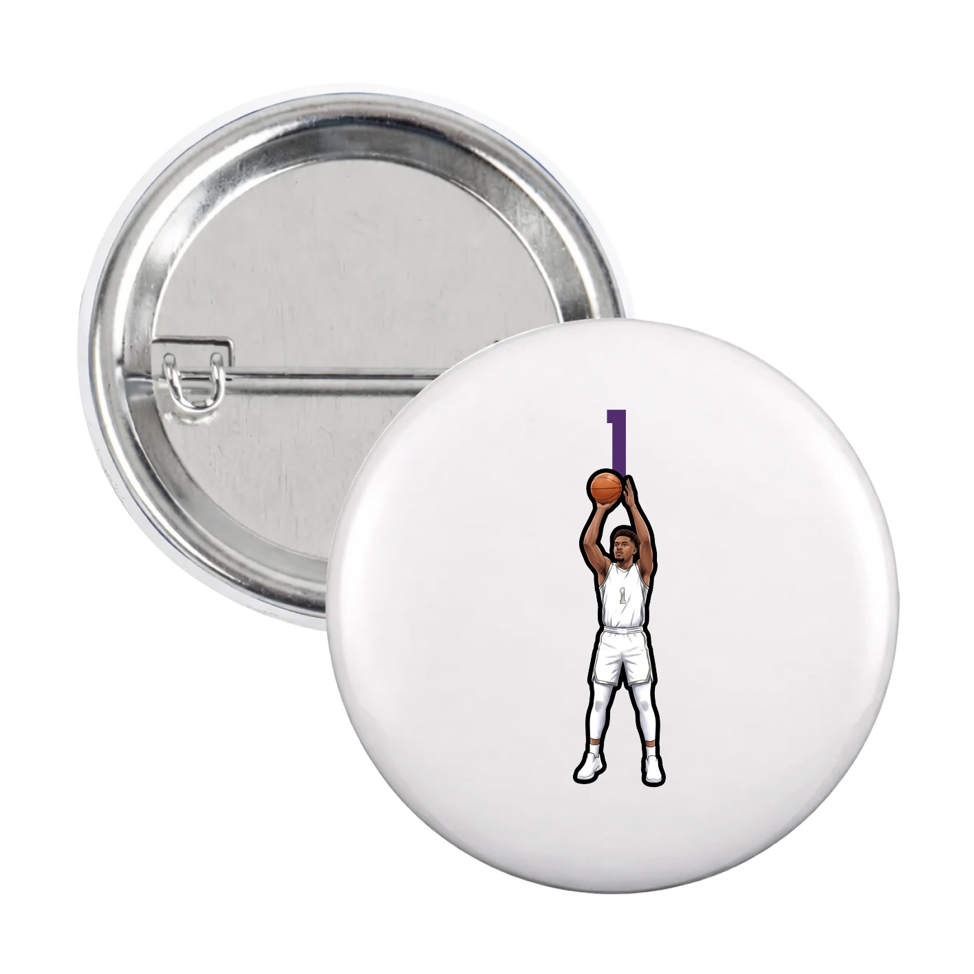 Game Day Button — Number Top in White