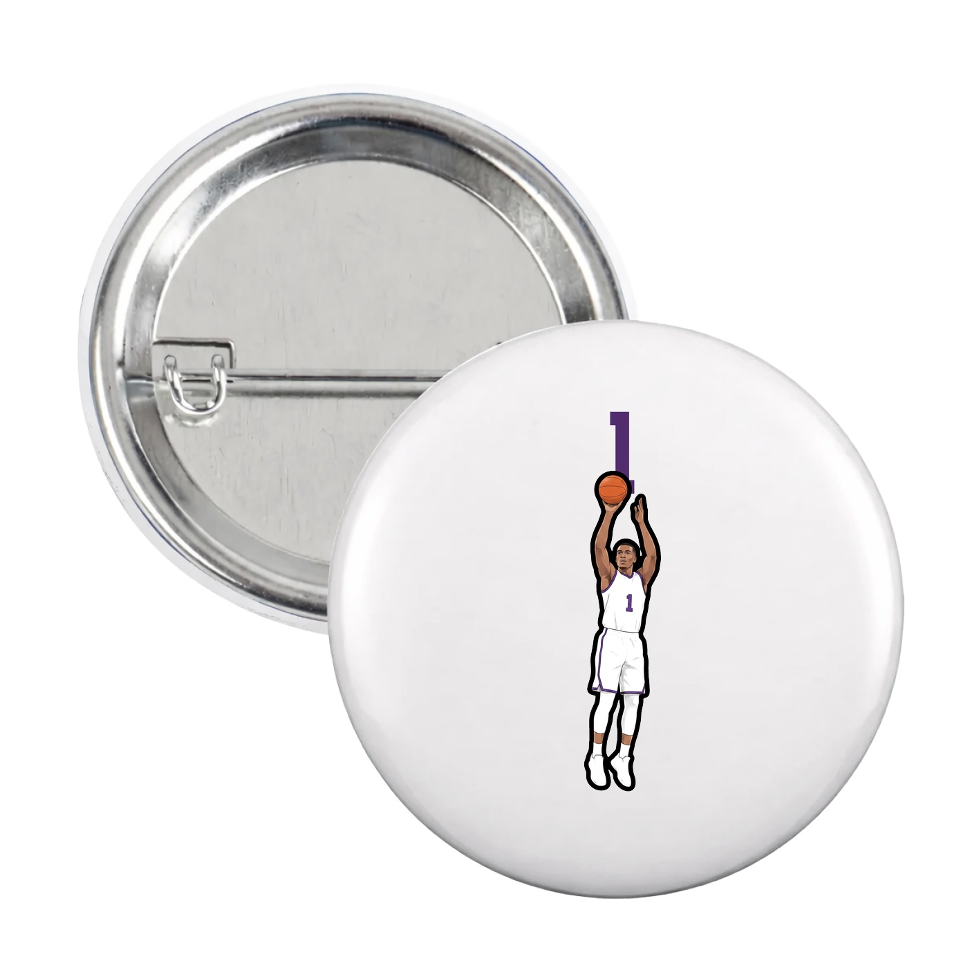 Game Day Button — Number Top in White