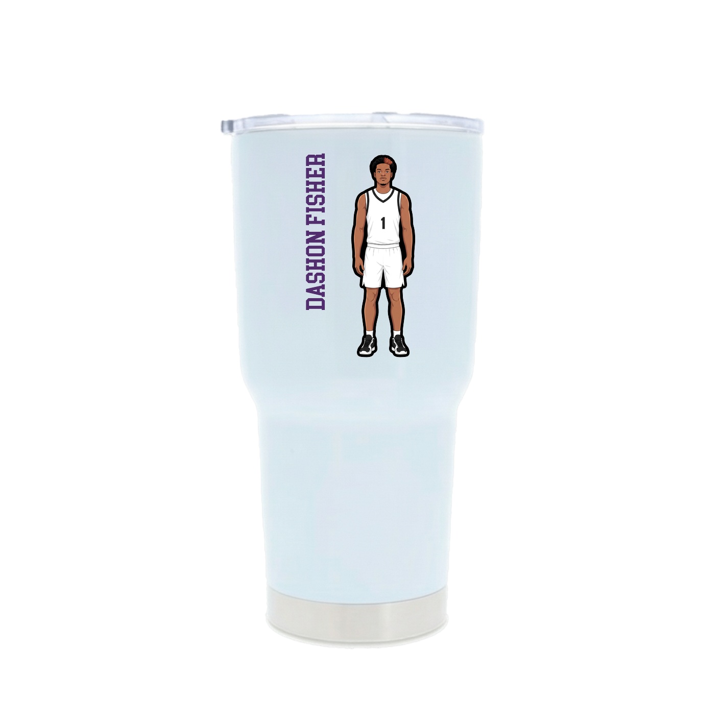 30oz Stainless Steel Tumbler — Name Vertical in White