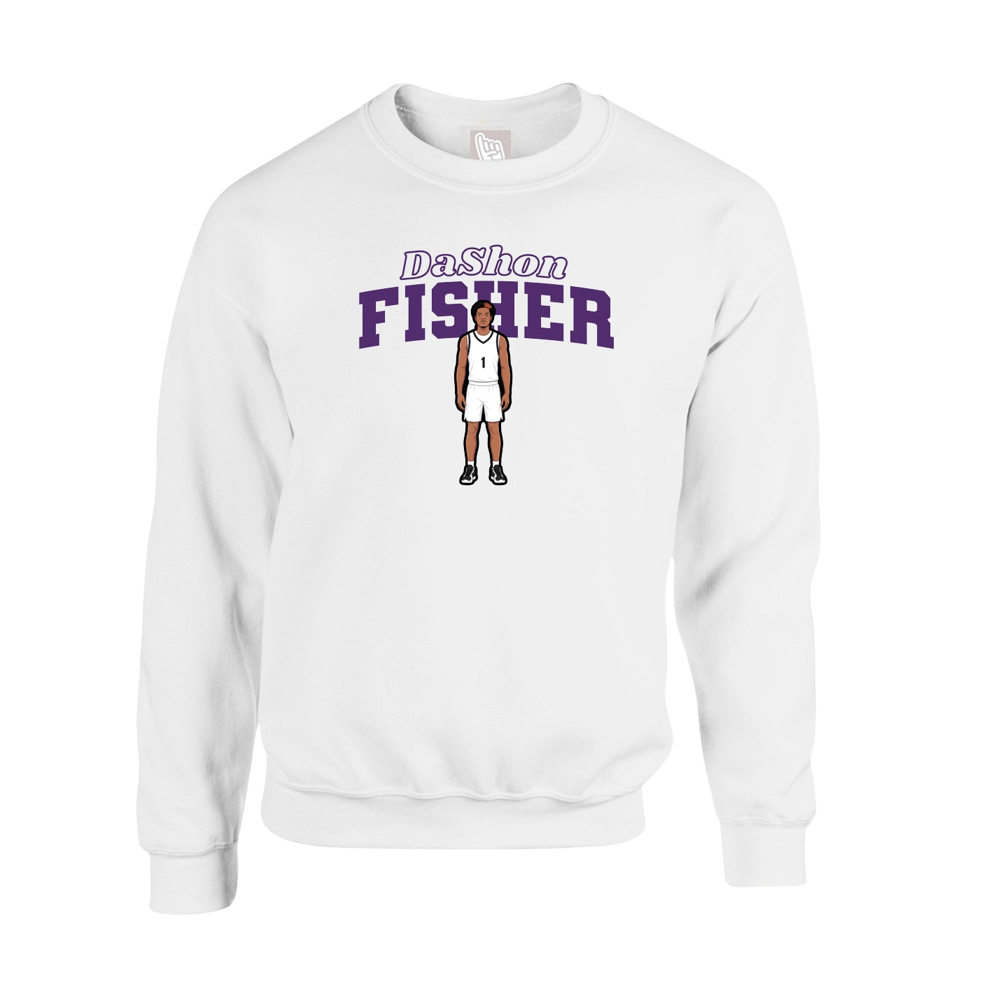 Fleece Crew — Name Arch in White