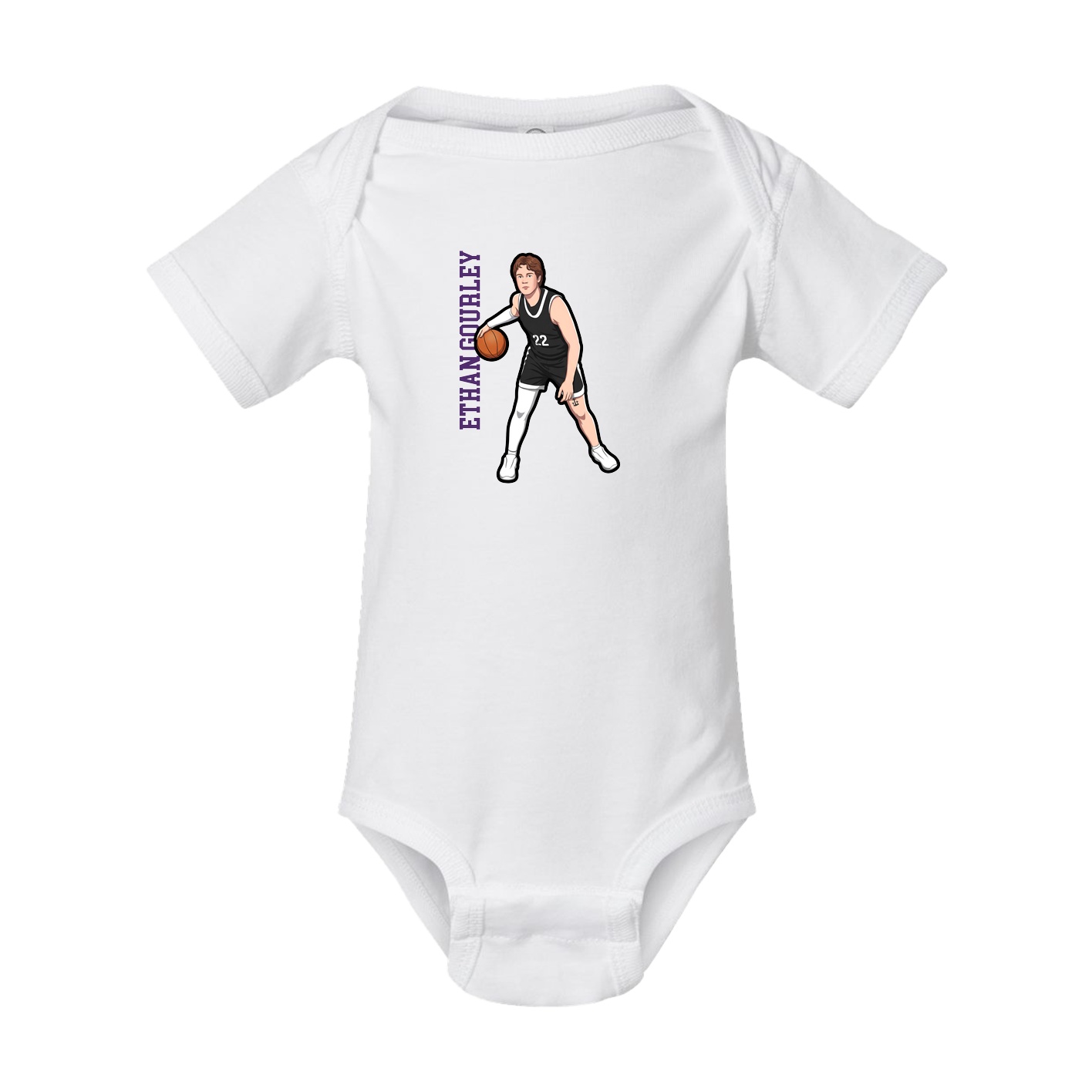 Baby Onesie — Name Vertical in White