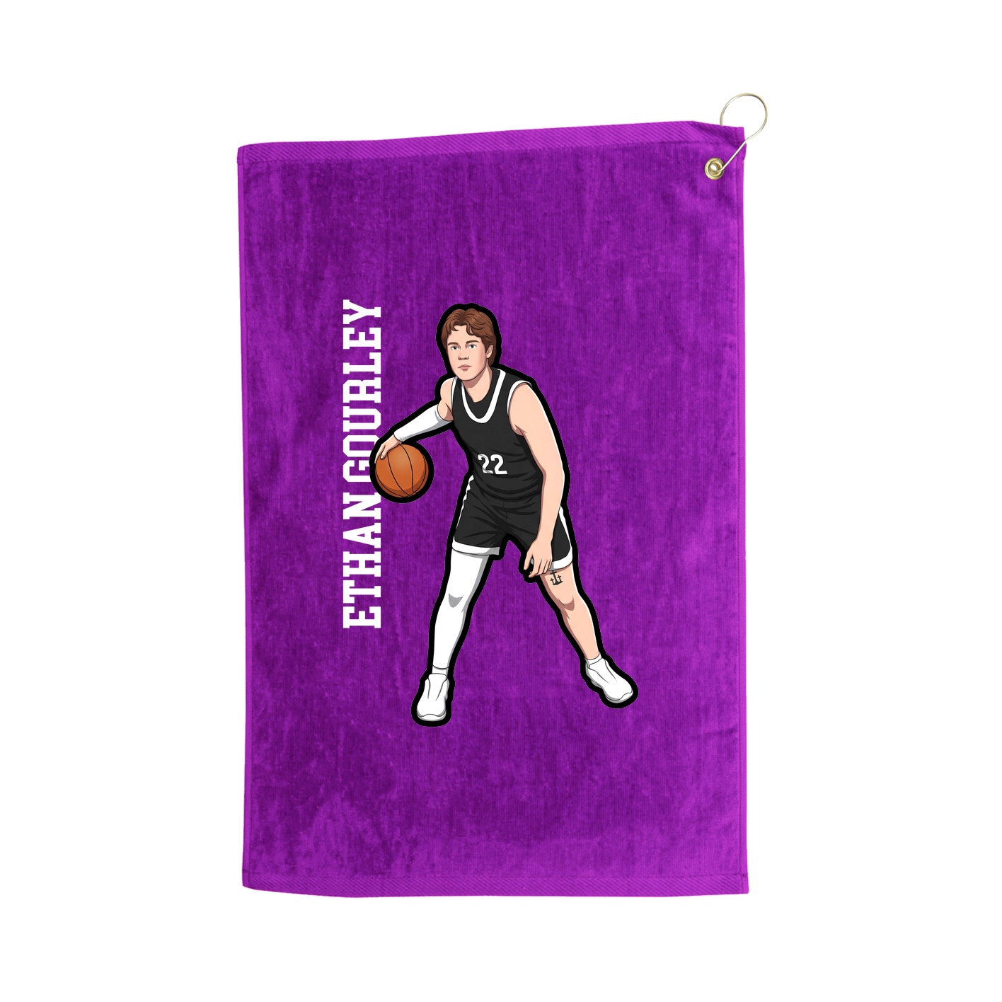 Golf Towel — Name Vertical in Purple