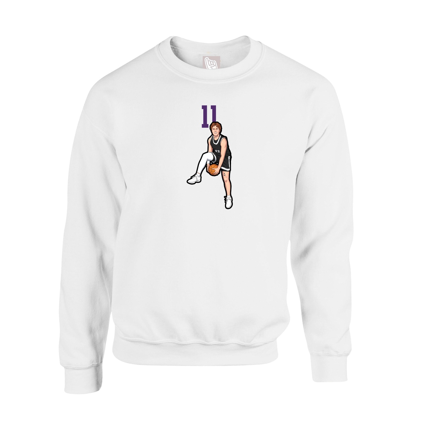 Fleece Crew — Number Top in White
