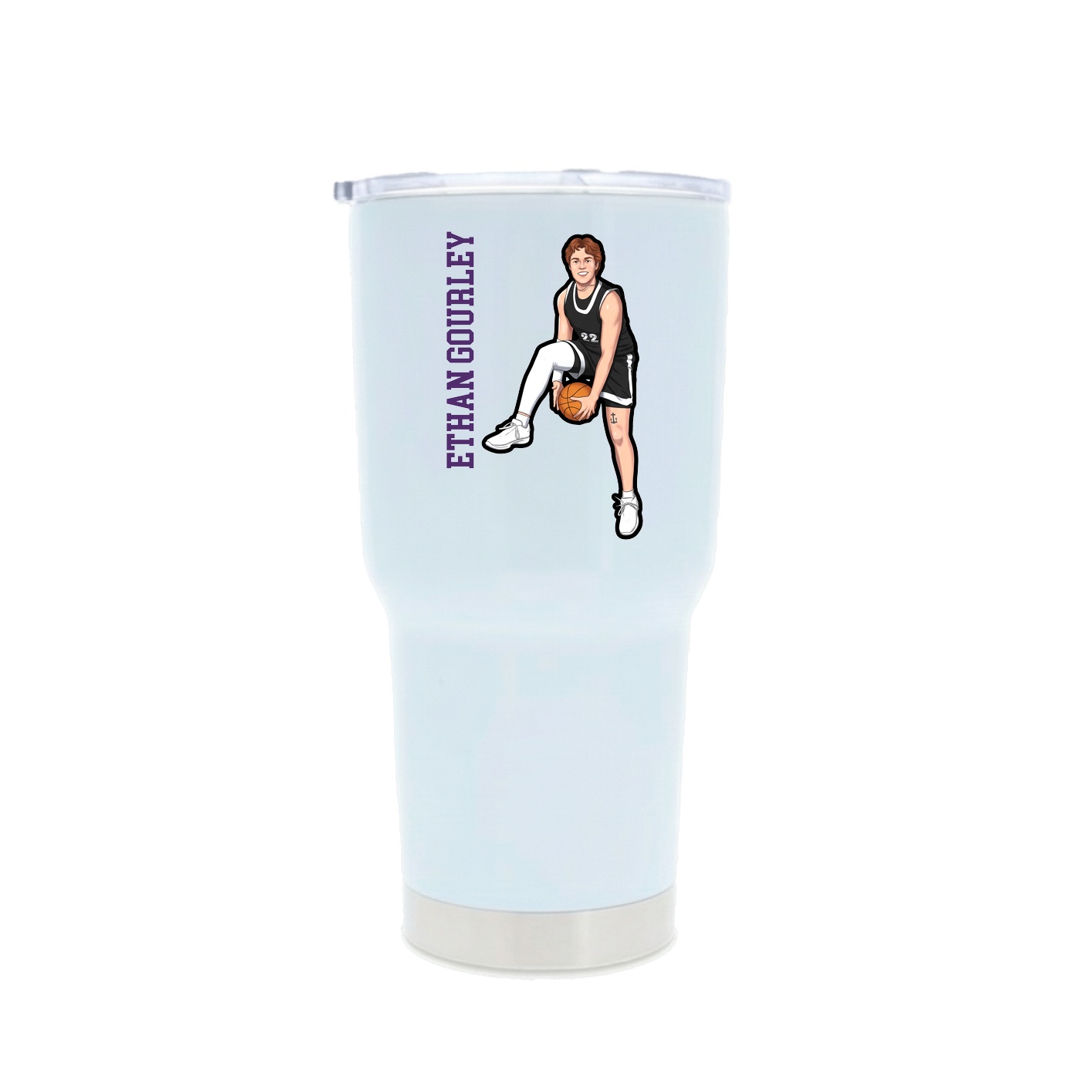 30oz Stainless Steel Tumbler — Name Vertical in White