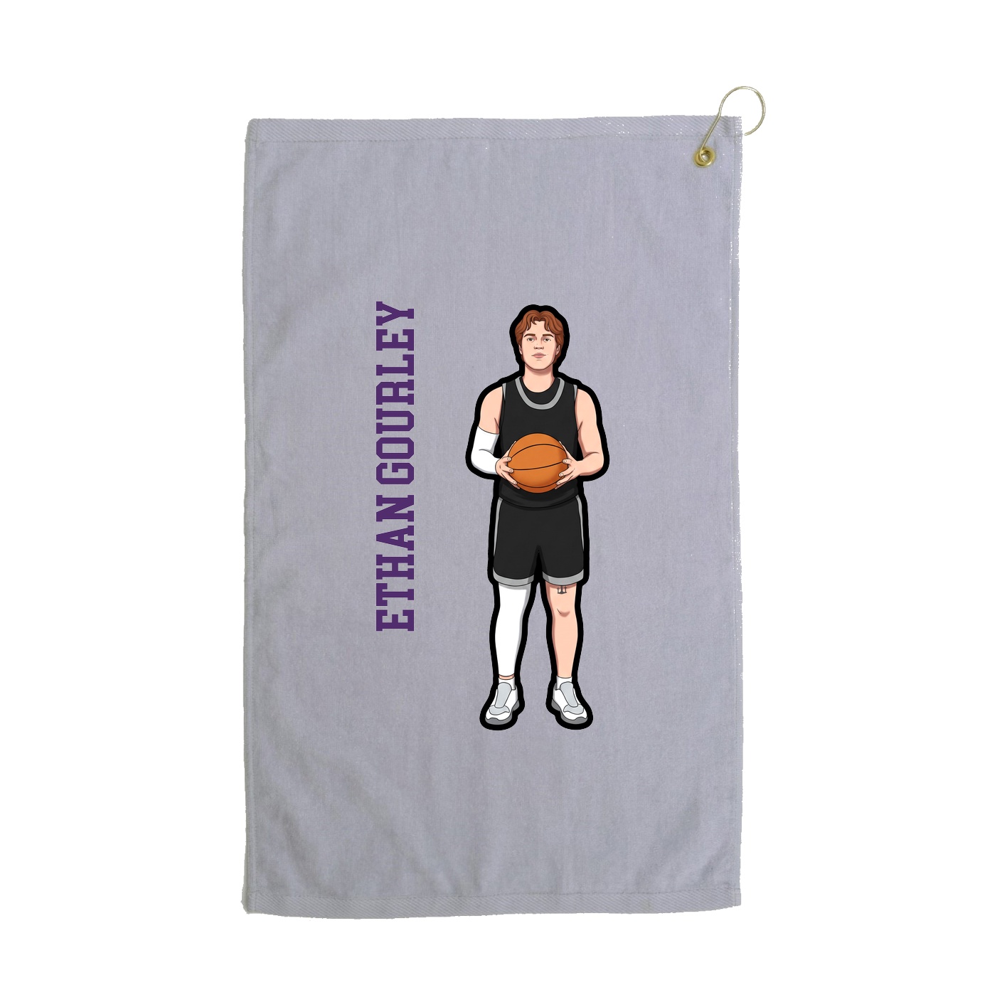 Golf Towel — Name Vertical in Grey