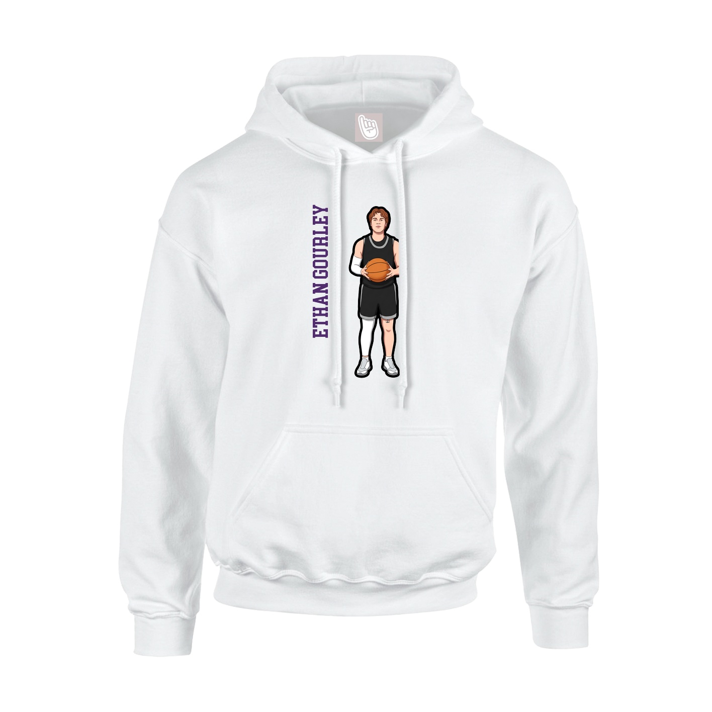 Youth Hoodie — Name Vertical in White