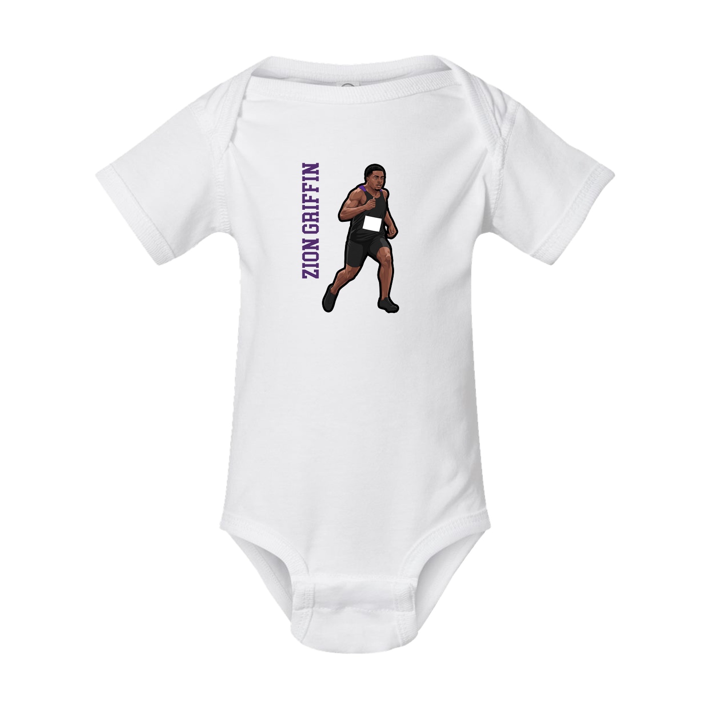 Baby Onesie — Name Vertical in White
