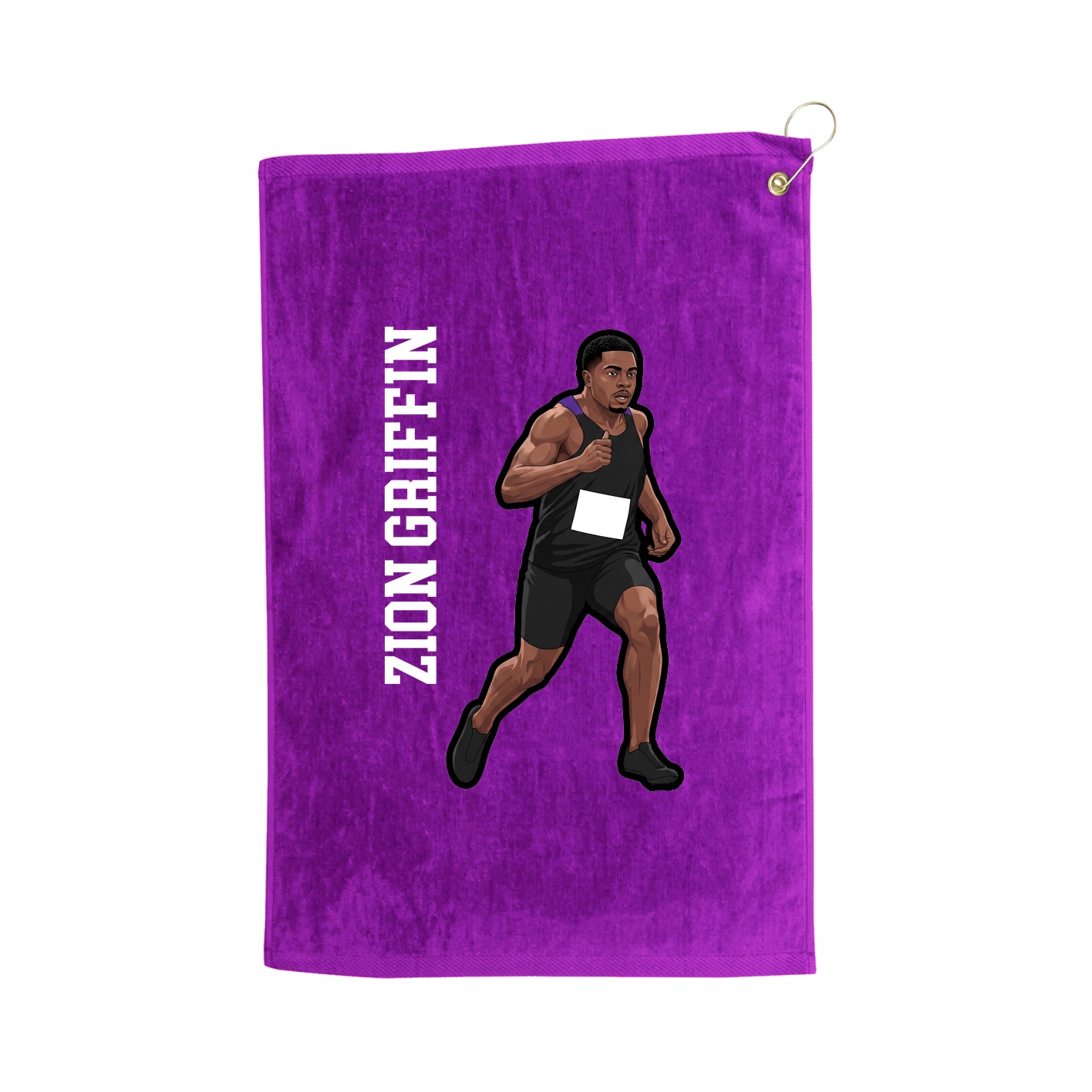Golf Towel — Name Vertical in Purple