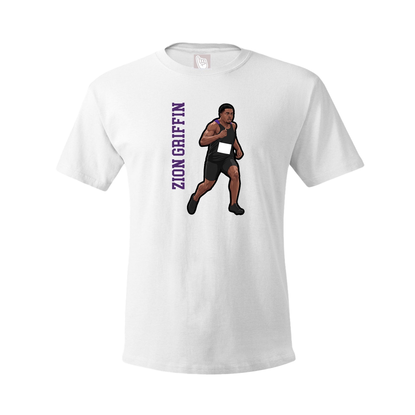Youth Tee — Name Vertical in White