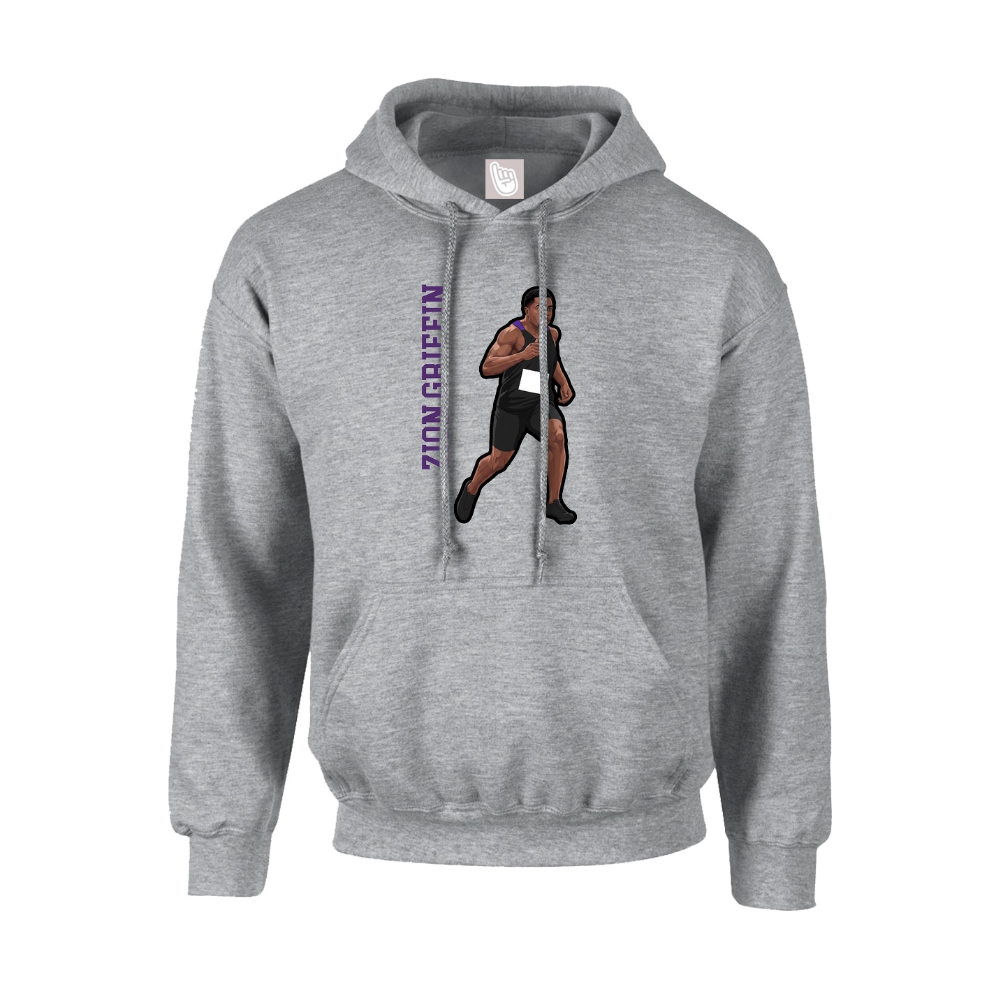 Hoodie — Name Vertical in Grey