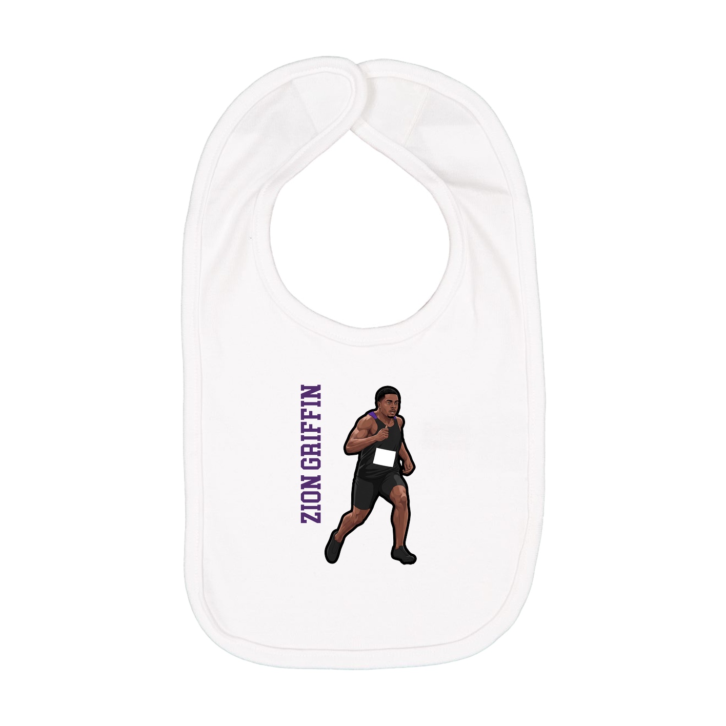 Infant Bib — Name Vertical in White