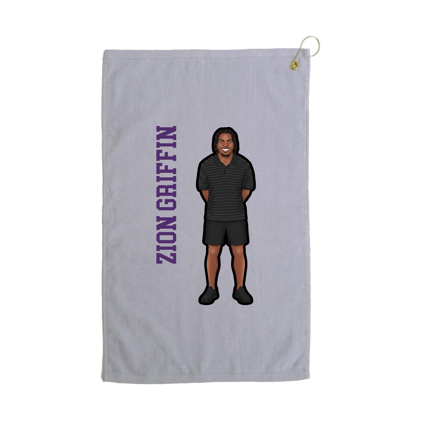 Golf Towel — Name Vertical in Grey