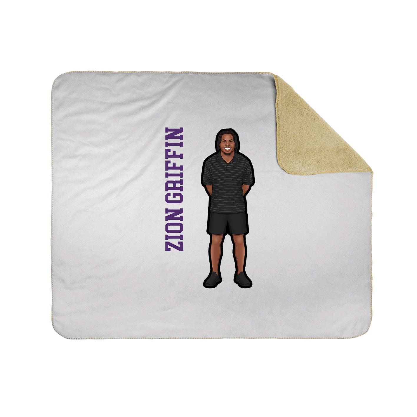 Throw Blanket — Name Vertical in White