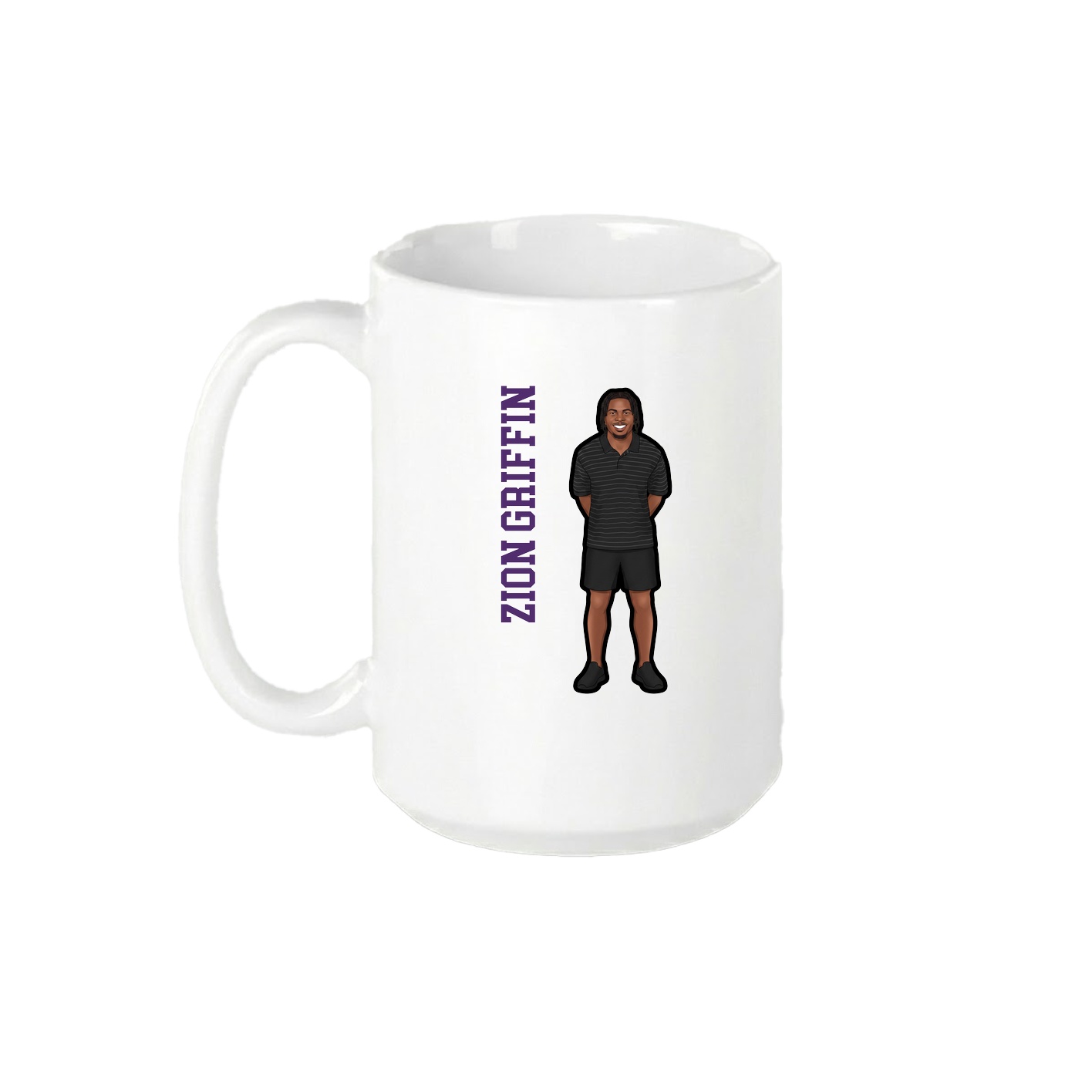 15oz Coffee Mug — Name Vertical in White