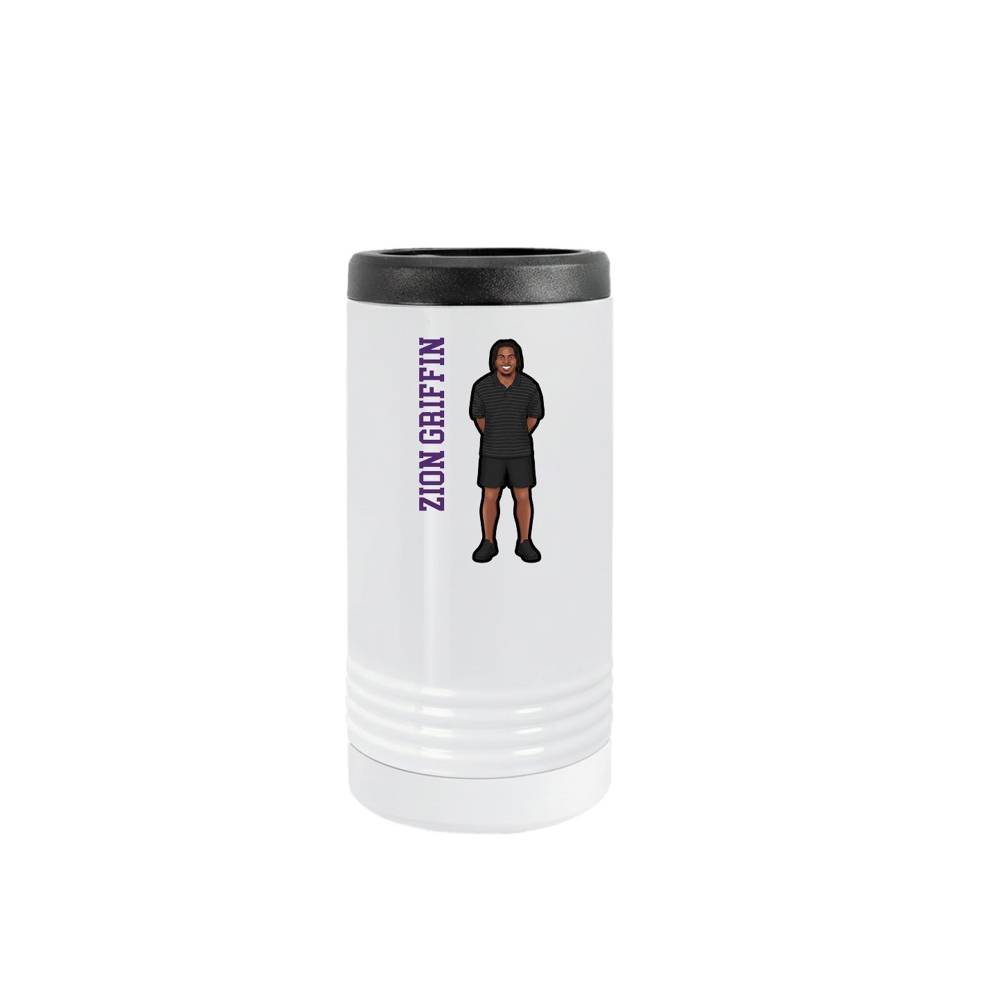 Slim Beverage Holder — Name Vertical in White