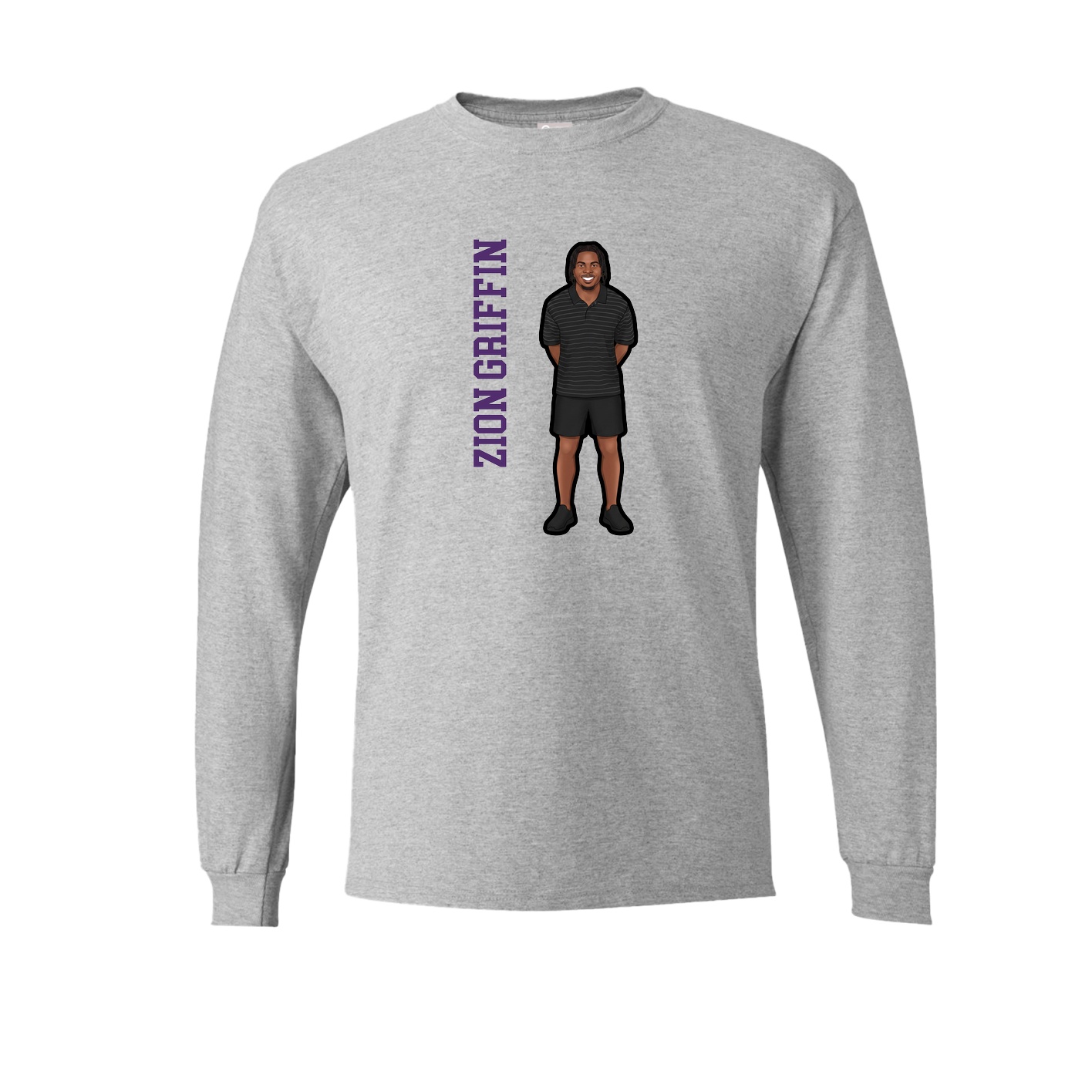 Long Sleeve Tee — Name Vertical in Grey