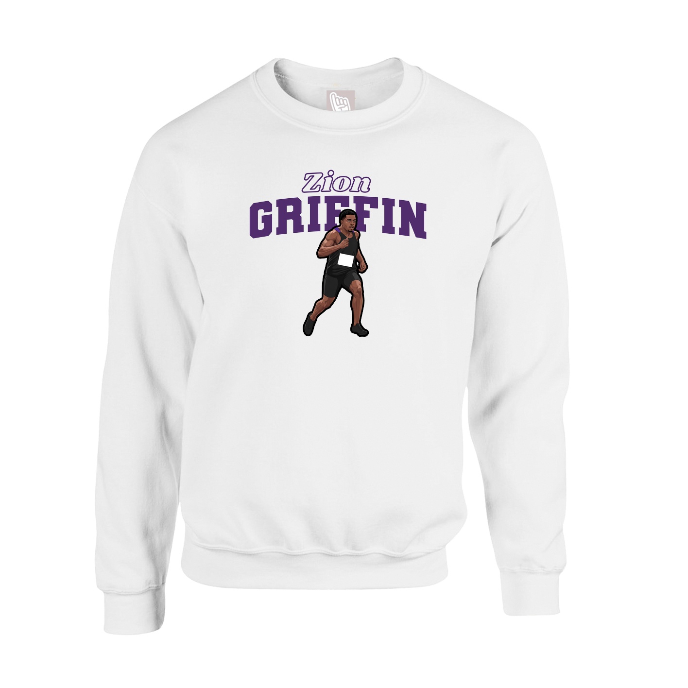 Fleece Crew — Name Arch in White