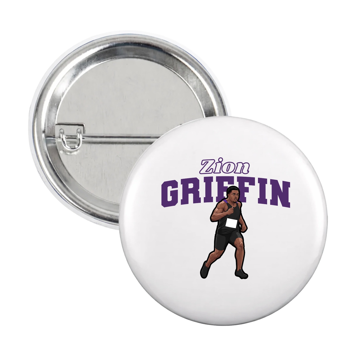 Game Day Button — Name Arch in White