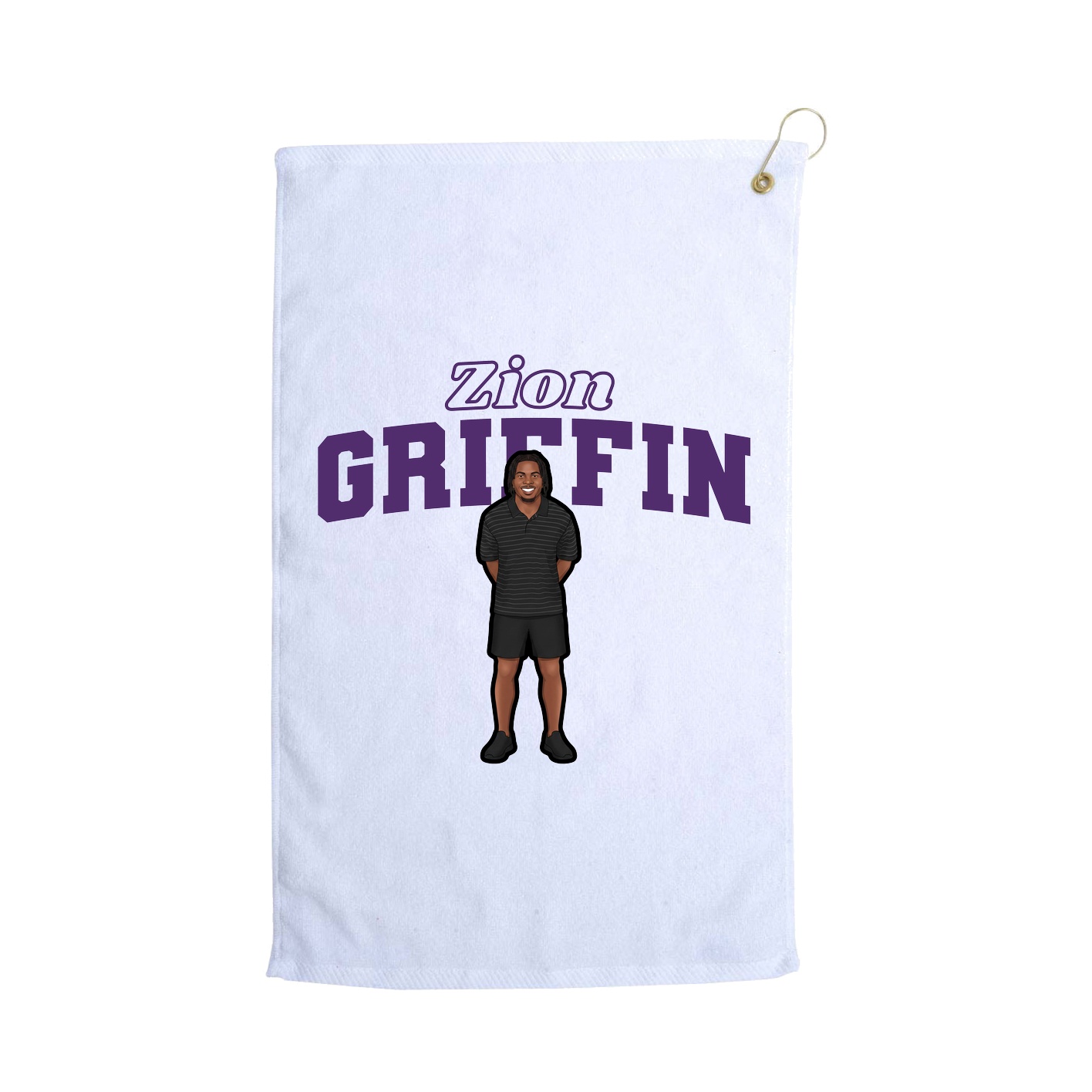 Golf Towel — Name Arch in White