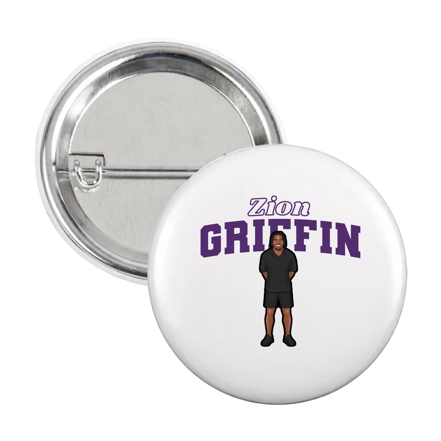 Game Day Button — Name Arch in White