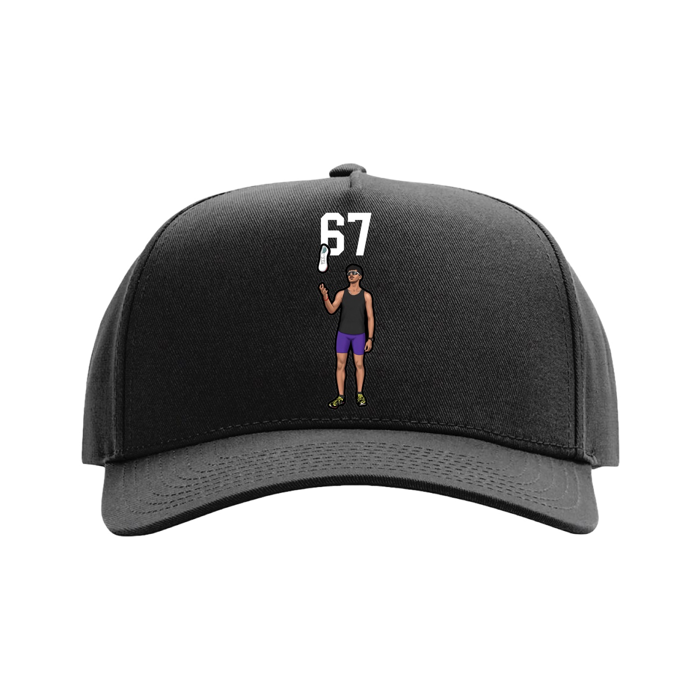 Full Fabric Five-Panel Champ Cap — Number Top in Black