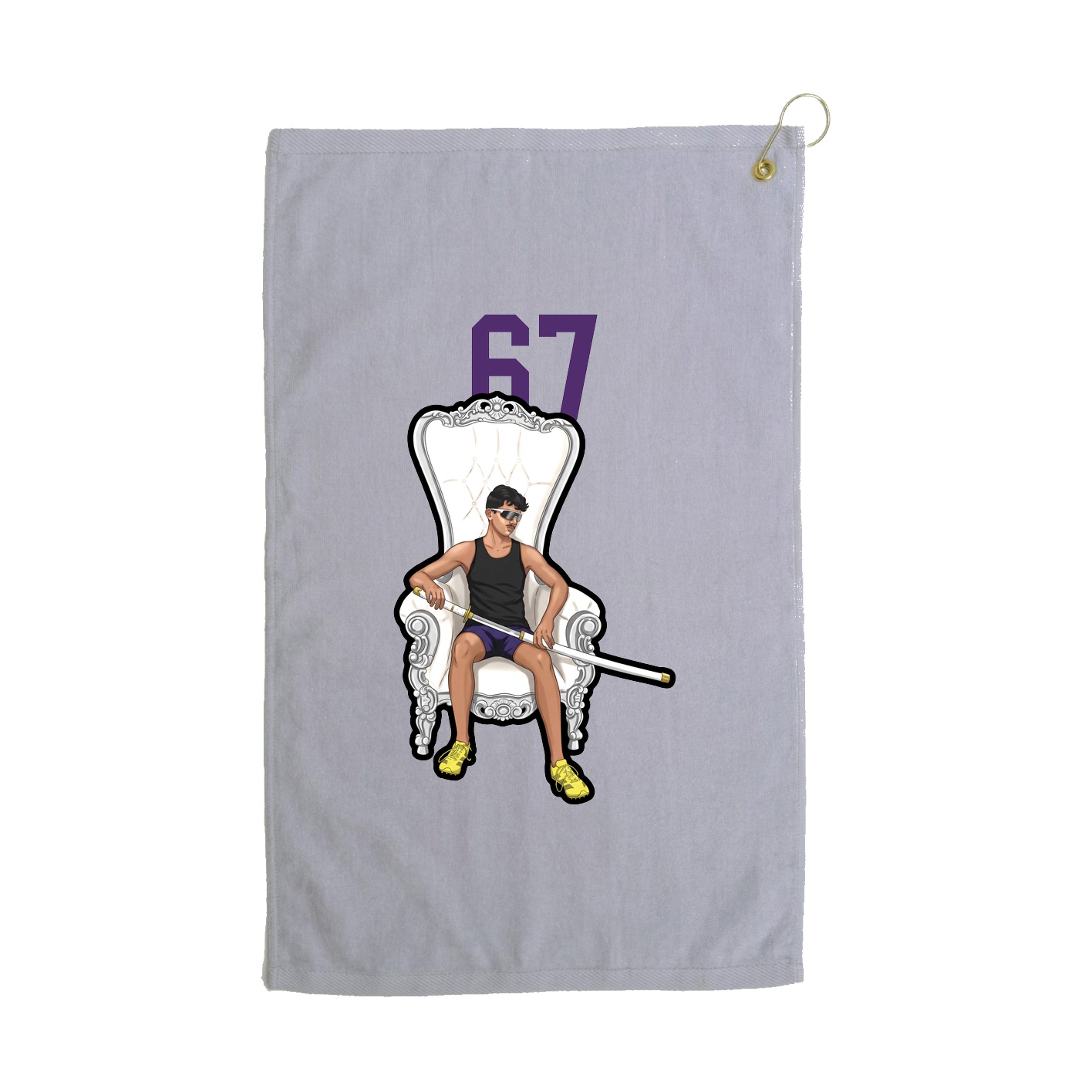 Golf Towel — Number Top in Grey