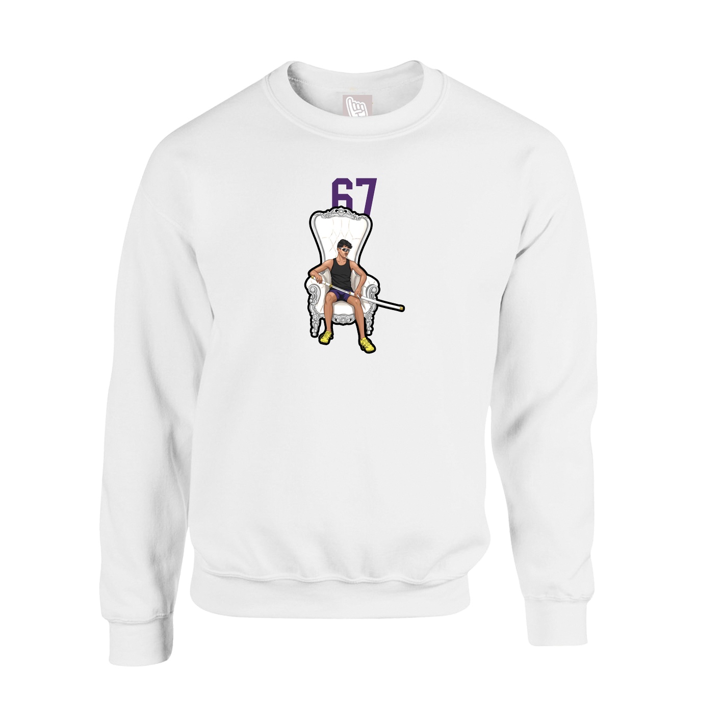 Fleece Crew — Number Top in White