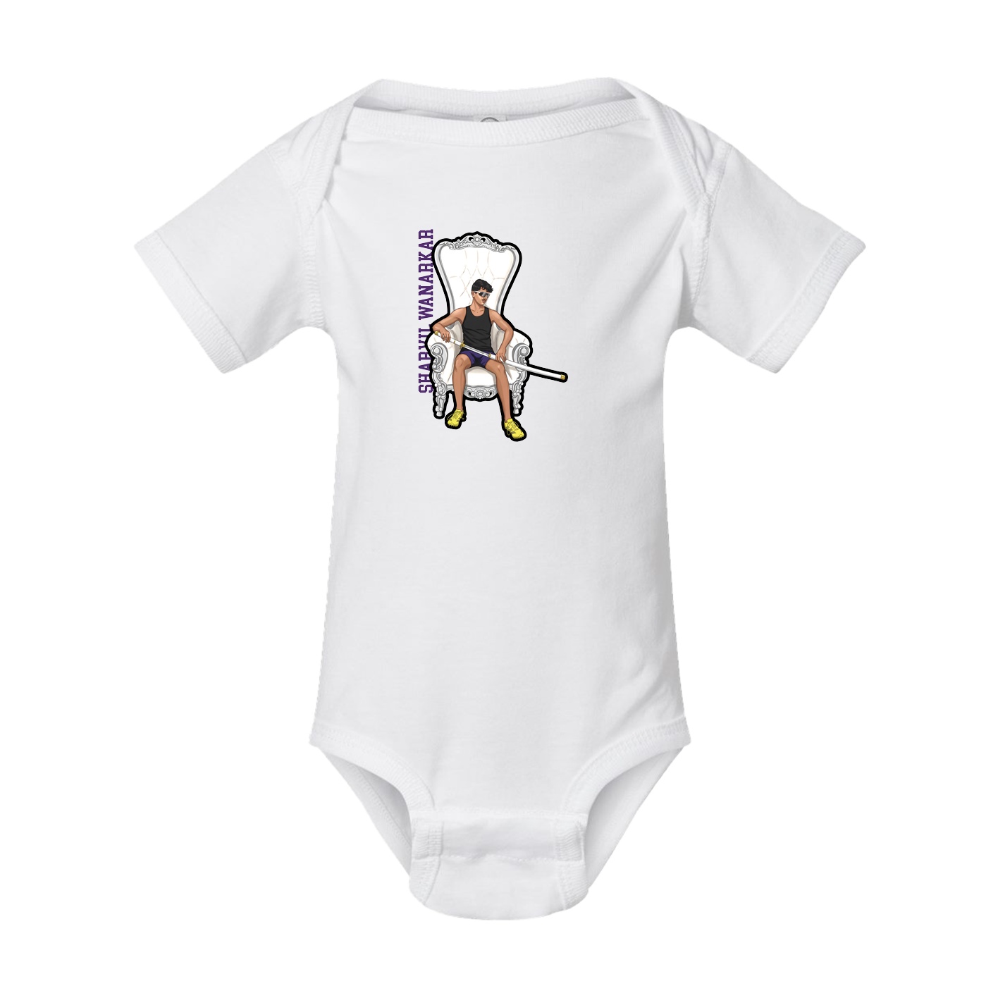 Baby Onesie — Name Vertical in White