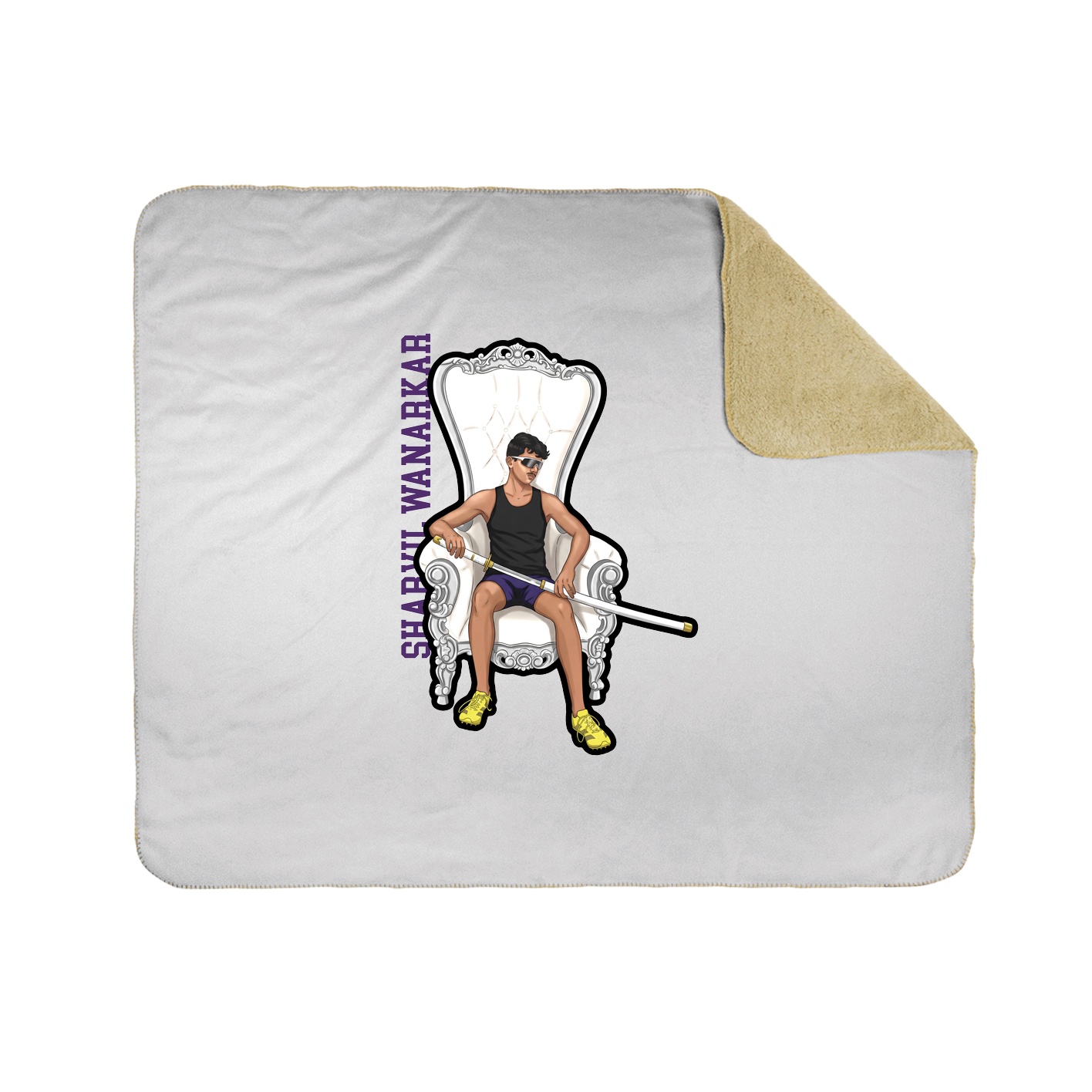 Throw Blanket — Name Vertical in White