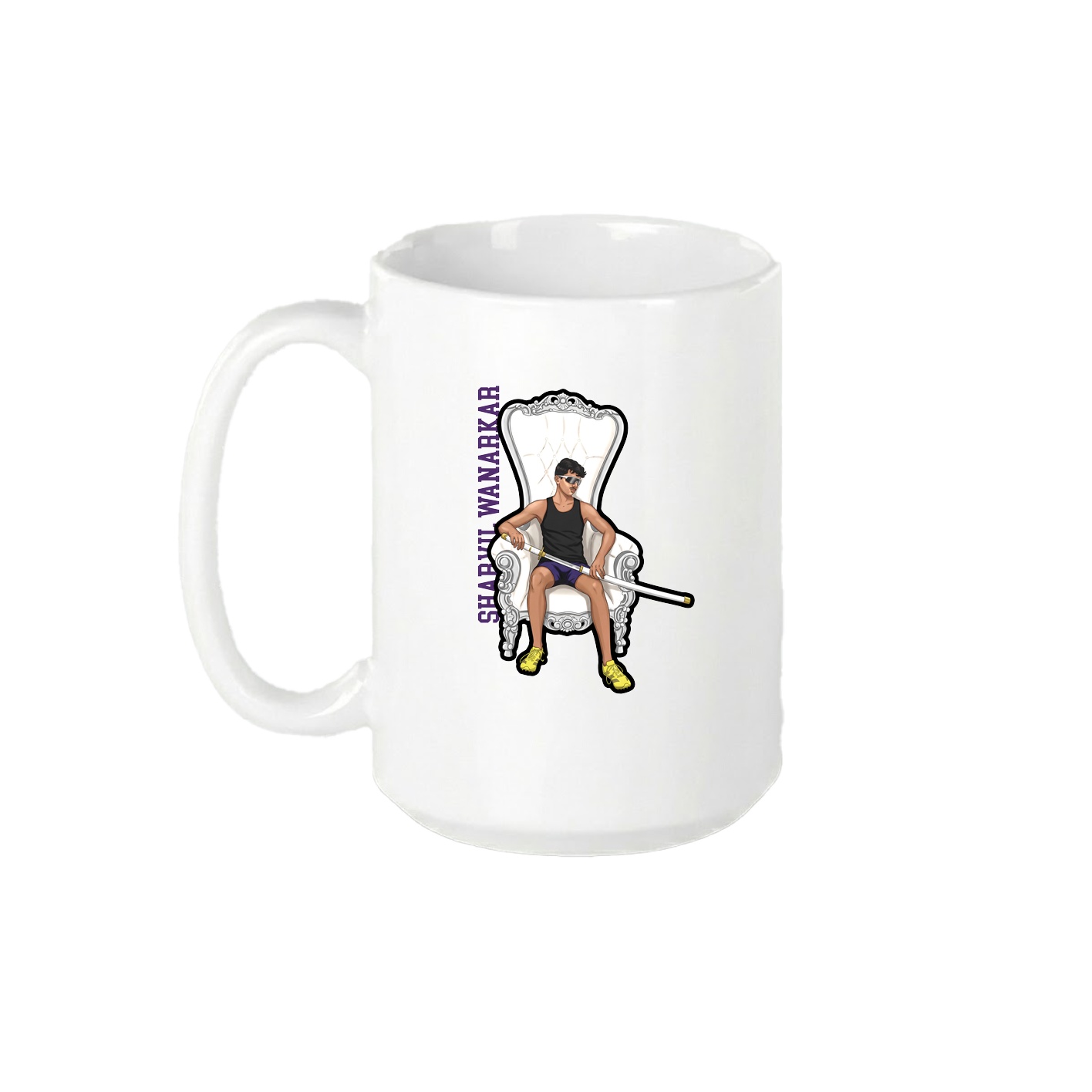 15oz Coffee Mug — Name Vertical in White
