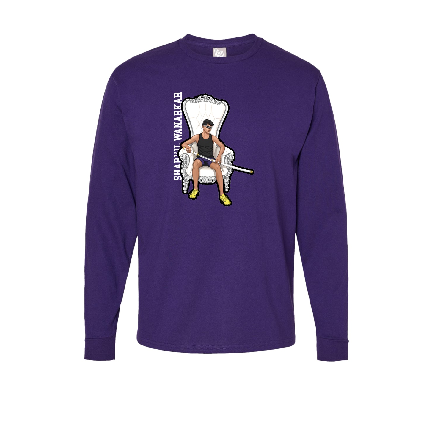Long Sleeve Tee — Name Vertical in Purple