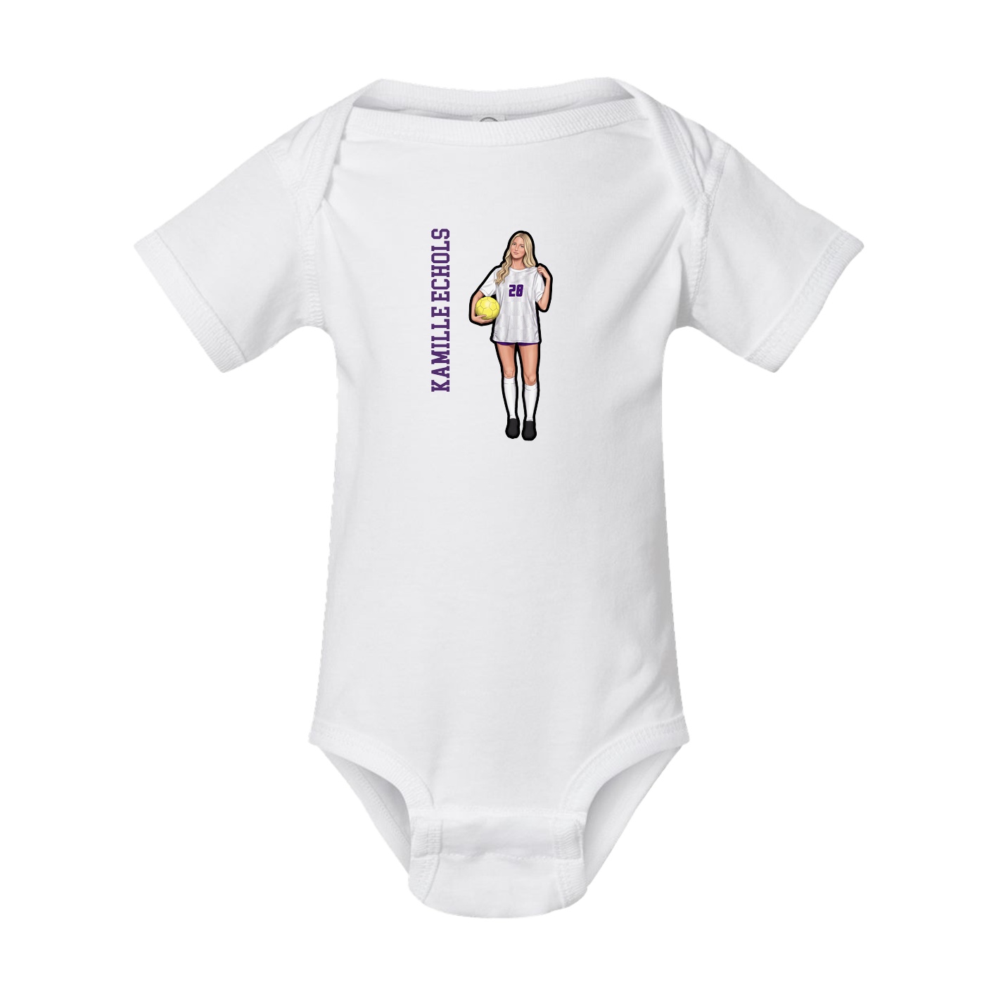 Baby Onesie — Name Vertical in White