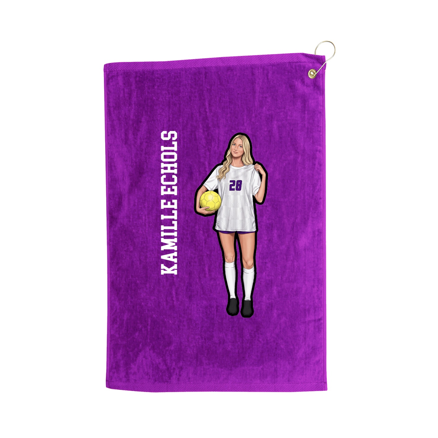 Golf Towel — Name Vertical in Purple