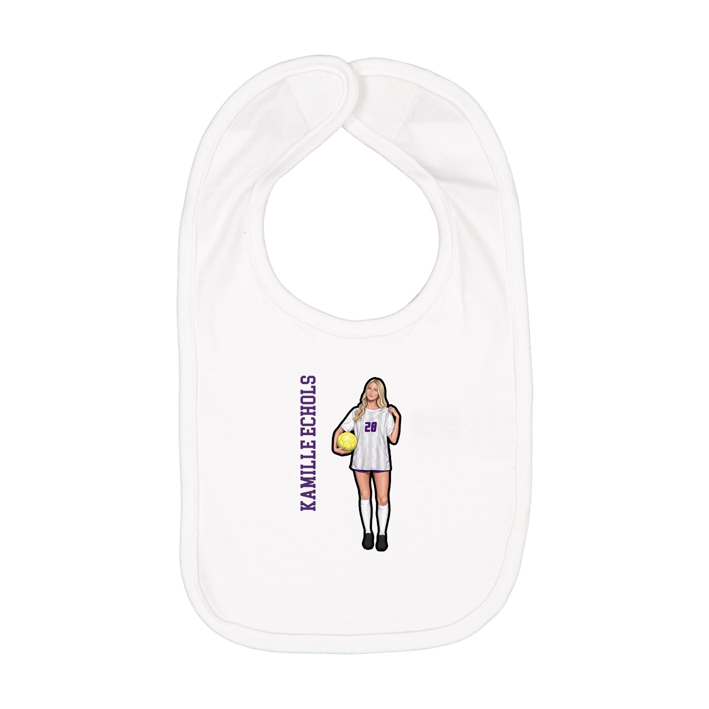 Infant Bib — Name Vertical in White