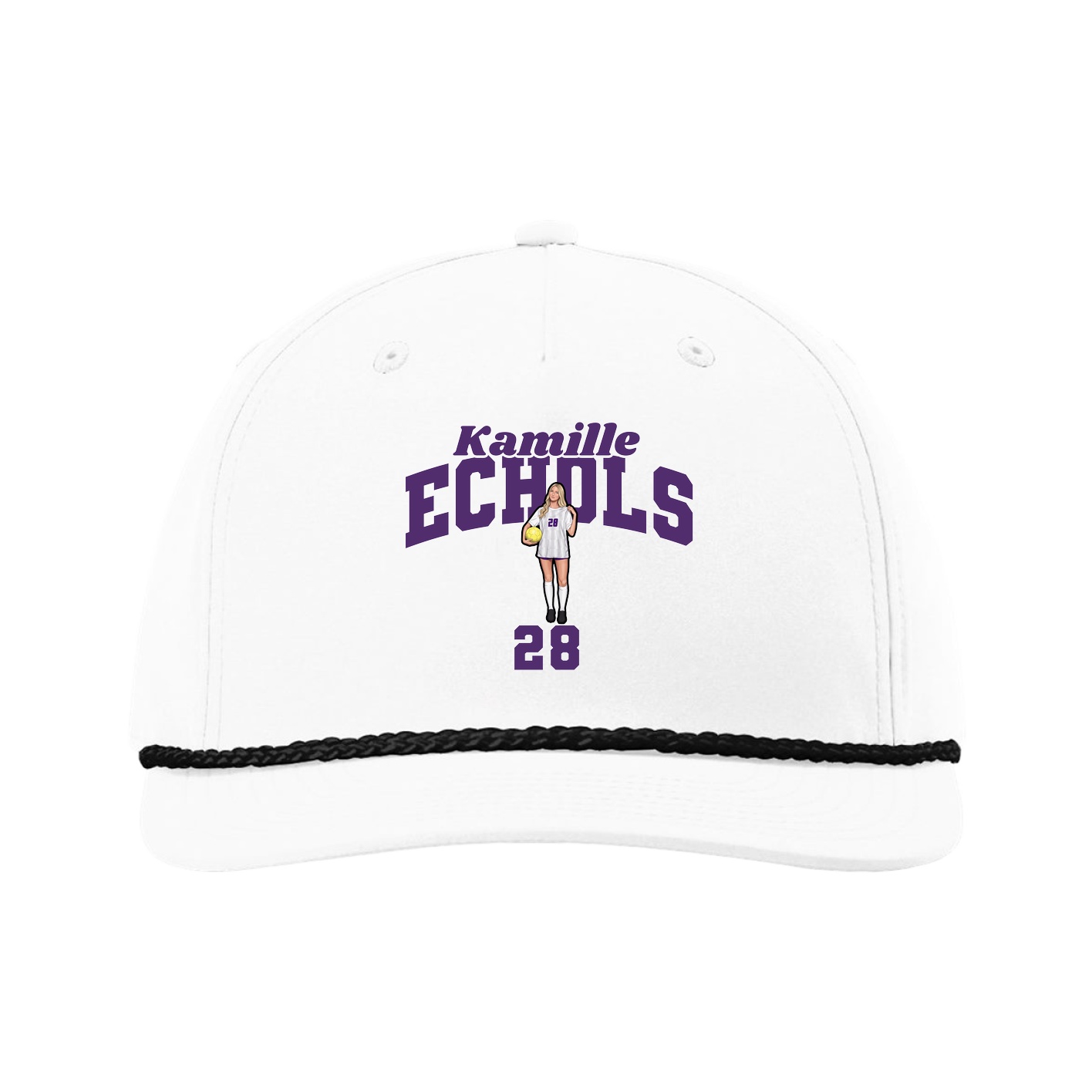 Five-Panel Classic Rope Cap — Signature Arch in White