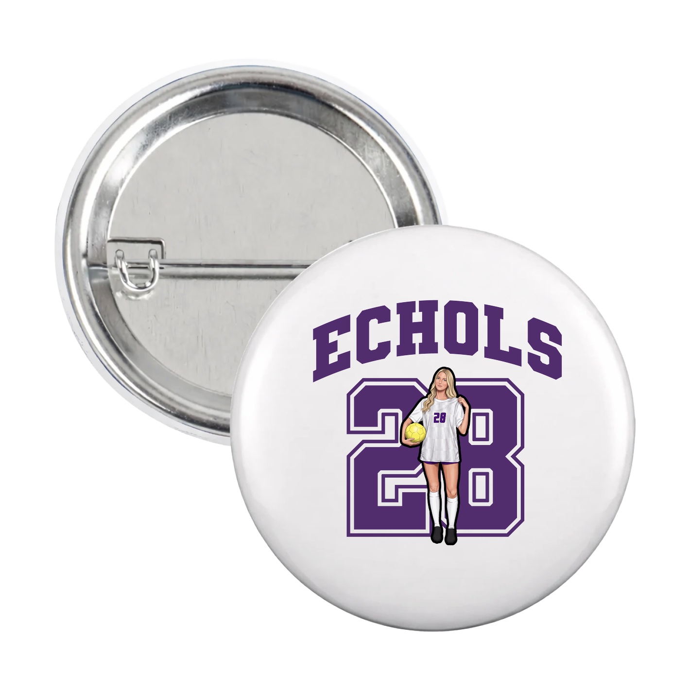 Game Day Button — Number in White