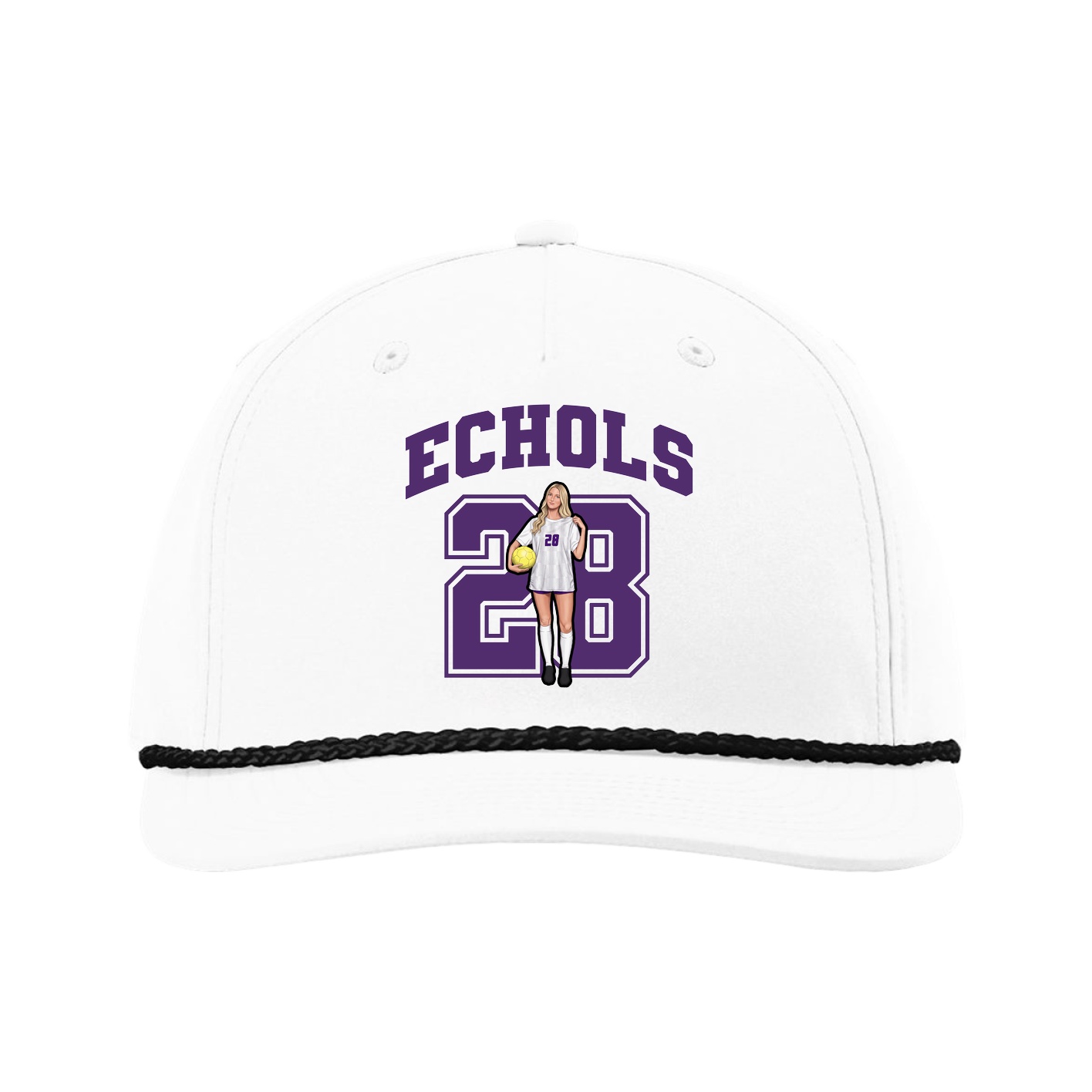 Five-Panel Classic Rope Cap — Number in White