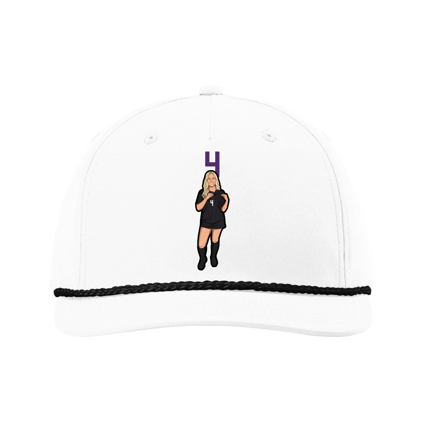 Five-Panel Classic Rope Cap — Number Top in White