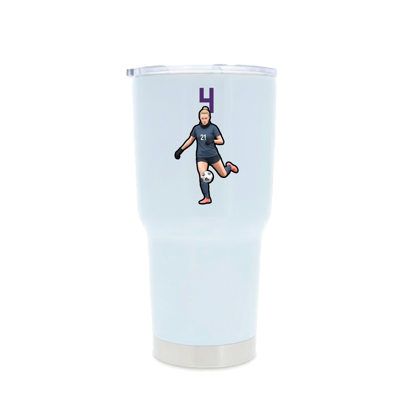 30oz Stainless Steel Tumbler — Number Top in White
