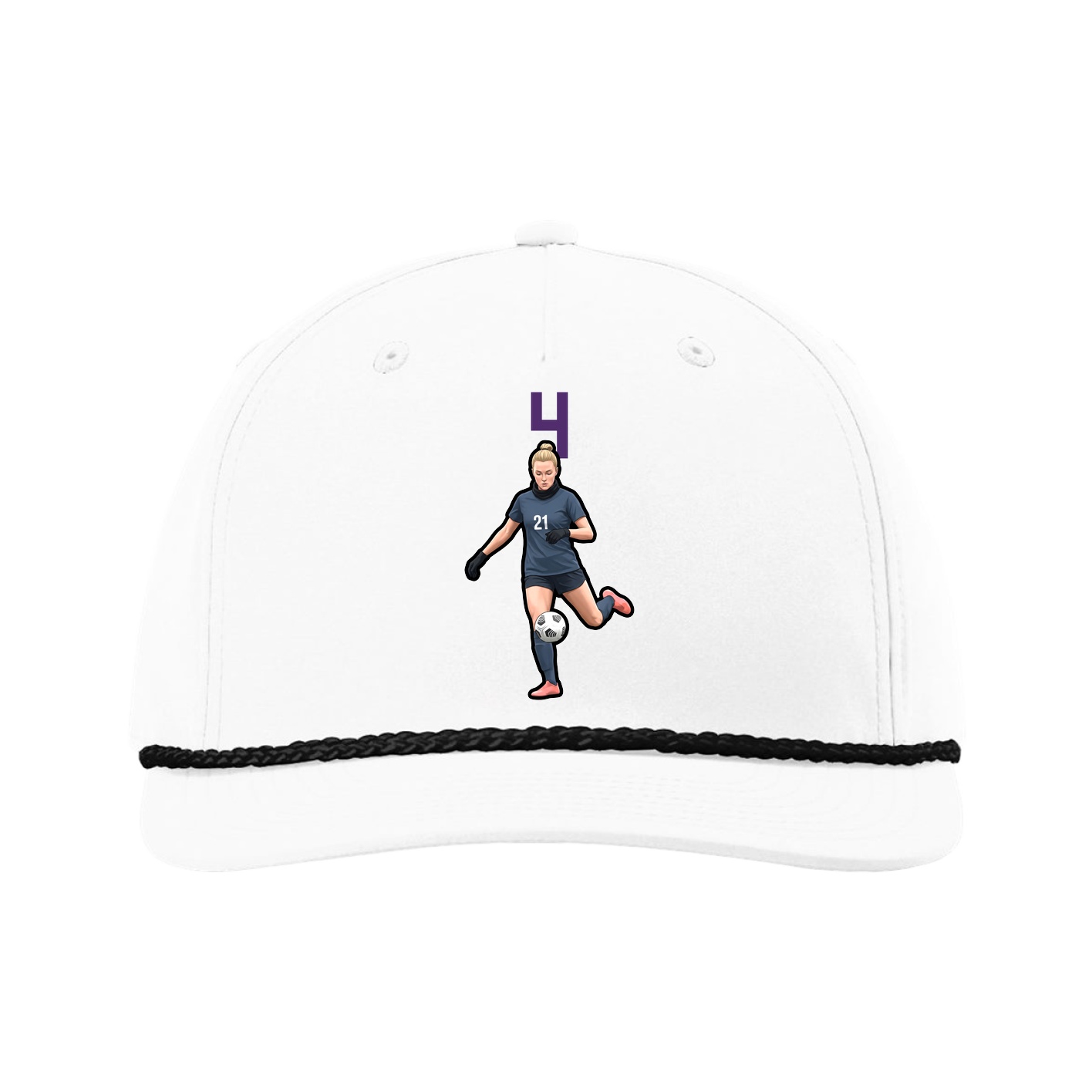 Five-Panel Classic Rope Cap — Number Top in White